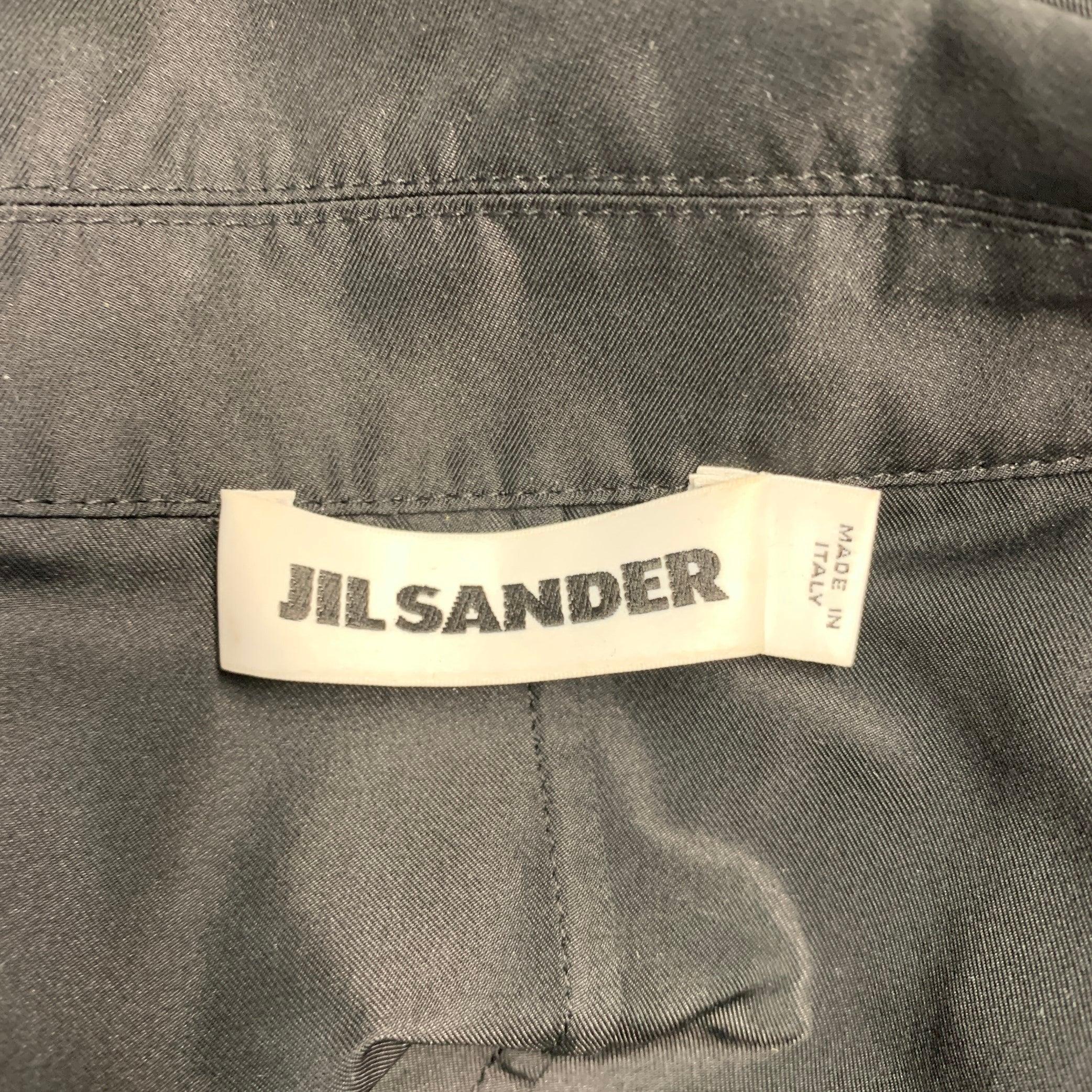 Donna Jil Sander Taglia 4 Cappotto aperto sul davanti in poliestere e seta nera in vendita