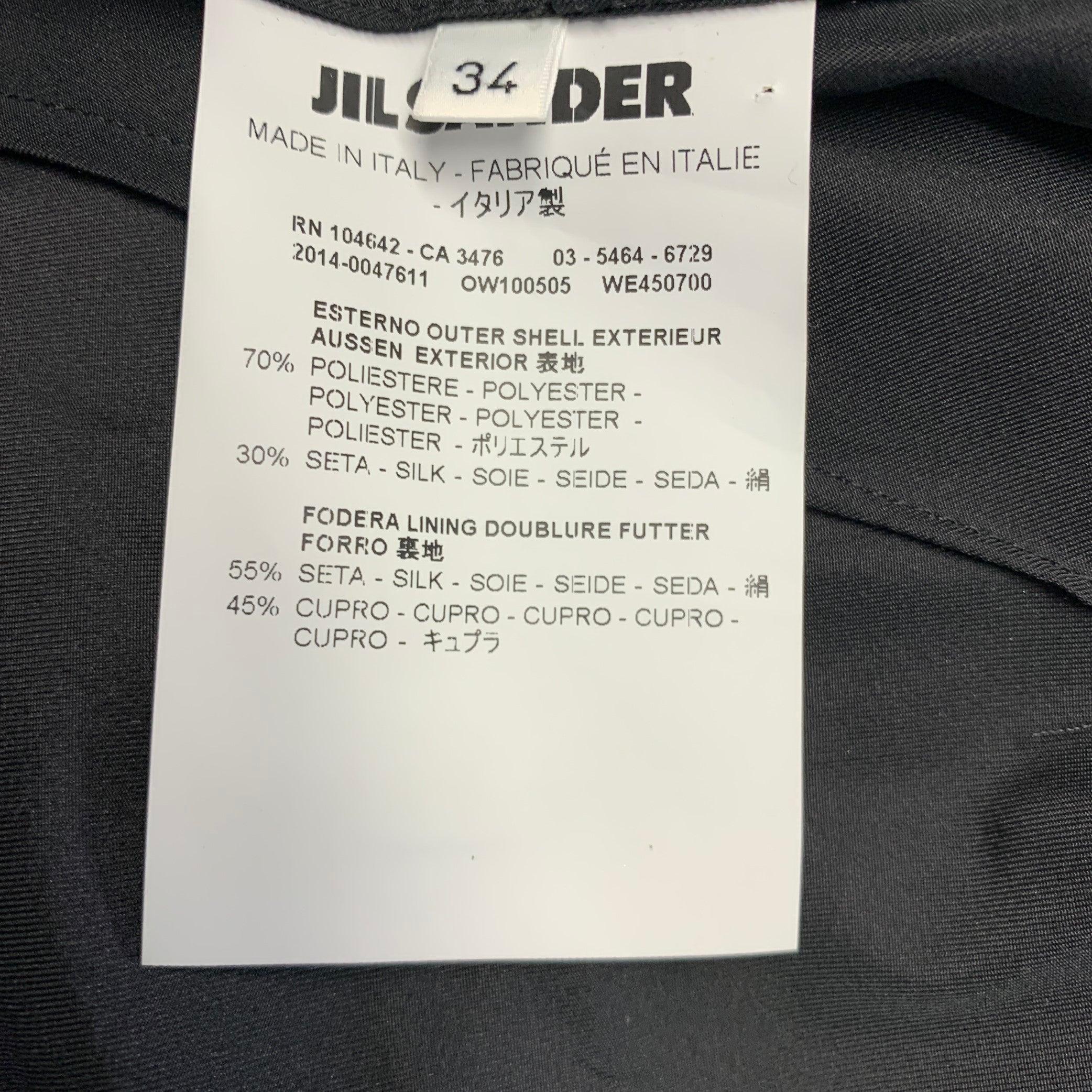 Jil Sander Taglia 4 Cappotto aperto sul davanti in poliestere e seta nera in vendita 2
