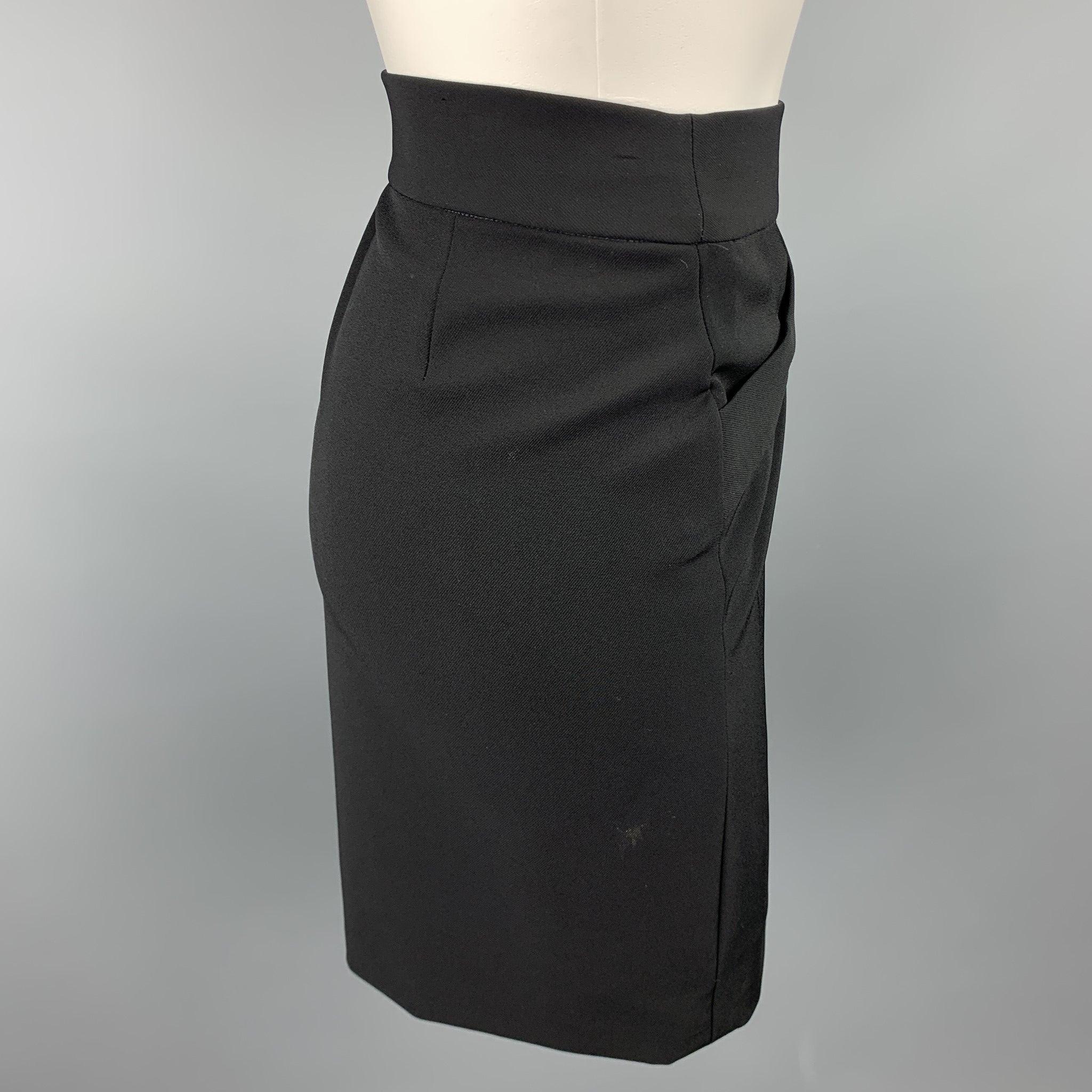 JIL SANDER Size 4 Black Twill Polyester A-Line Wrap Skirt In Good Condition For Sale In San Francisco, CA