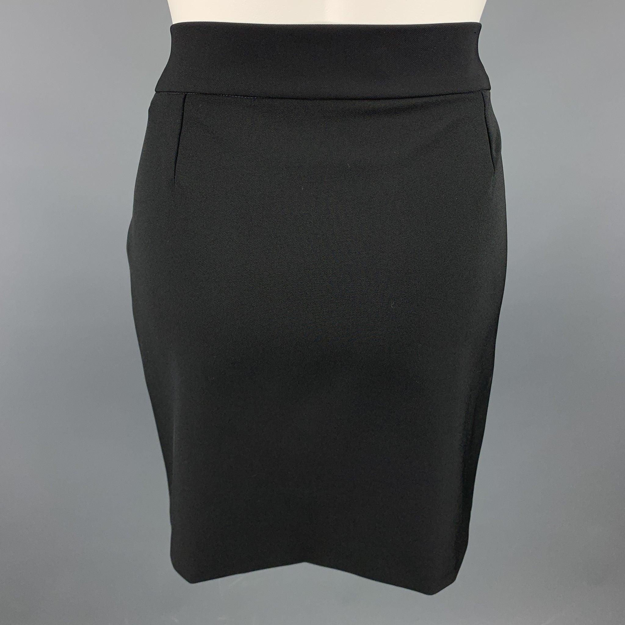 Women's JIL SANDER Size 4 Black Twill Polyester A-Line Wrap Skirt For Sale