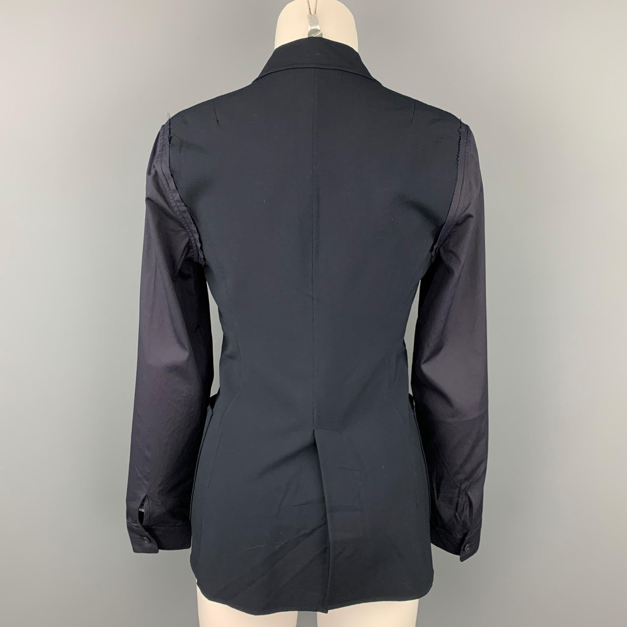 JIL SANDER Size 4 Black Virgin Wool Blend Jacket Blazer In Good Condition In San Francisco, CA