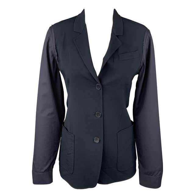 JIL SANDER Size 6 Black Perforated Nylon Hooded Coat For Sale at 1stDibs