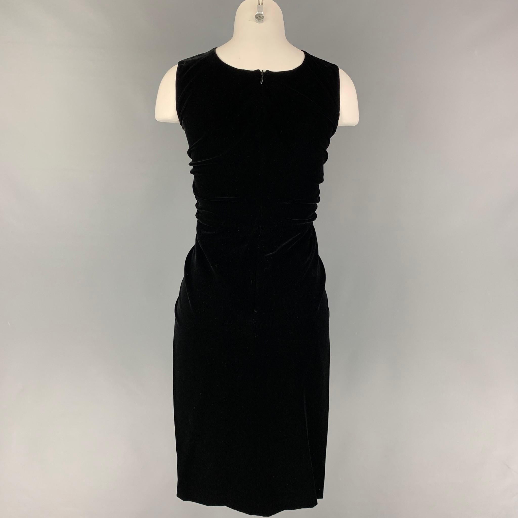 Women's JIL SANDER Size 4 Black Viscose Blend Ruffled Sleeveless Dress