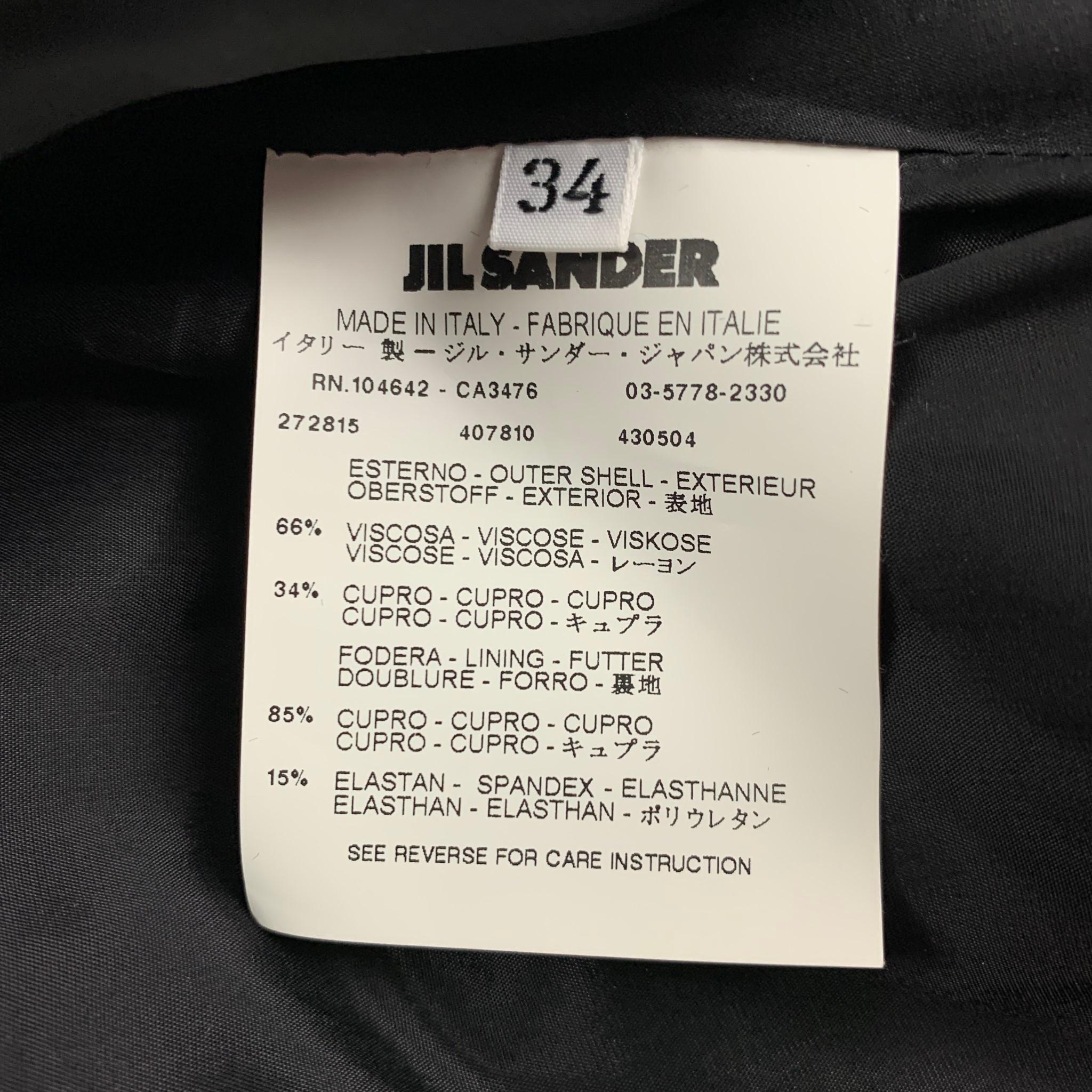 JIL SANDER Size 4 Black Viscose Blend Ruffled Sleeveless Dress 1