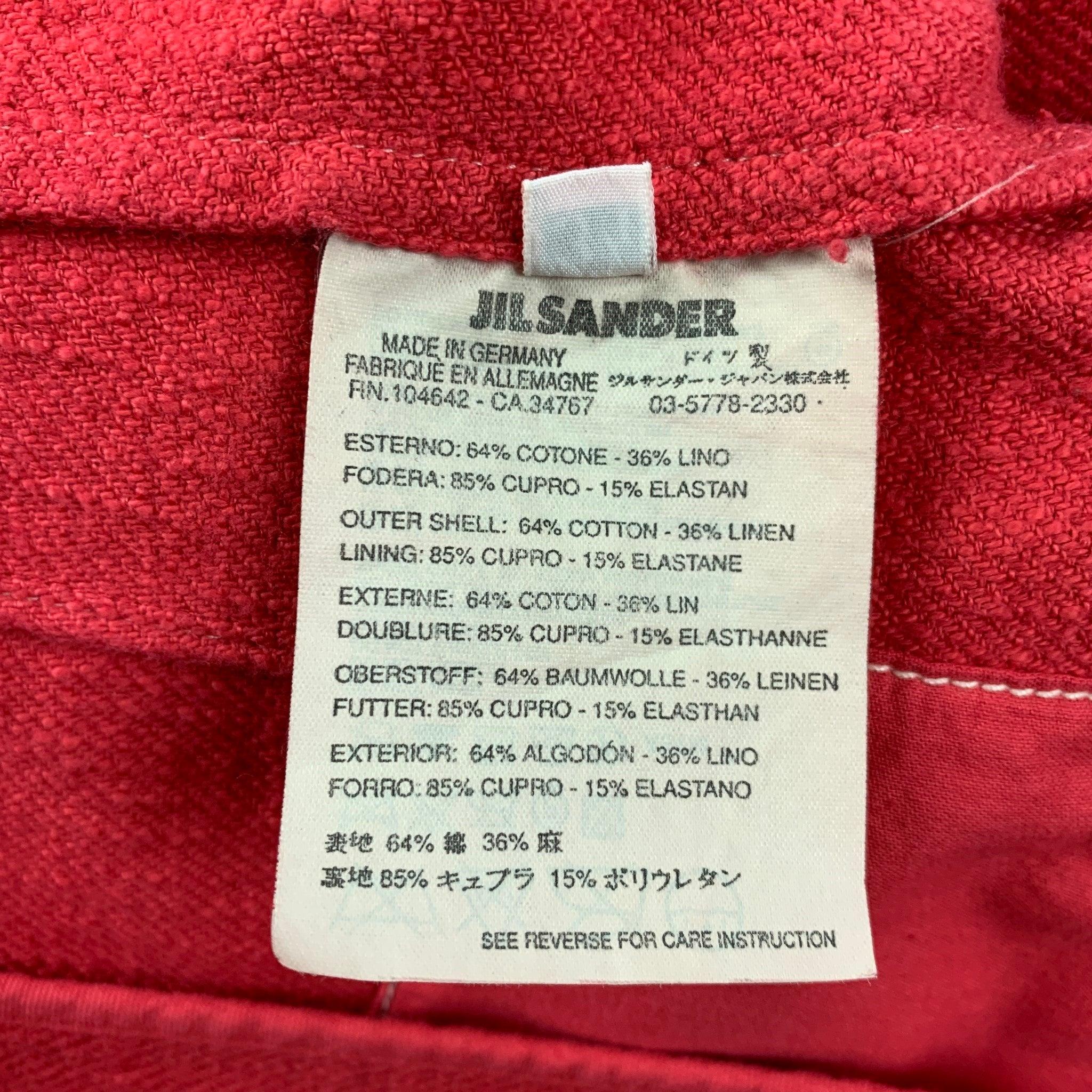 Women's JIL SANDER Size 4 Coral Cotton Linen Jacket Blazer For Sale