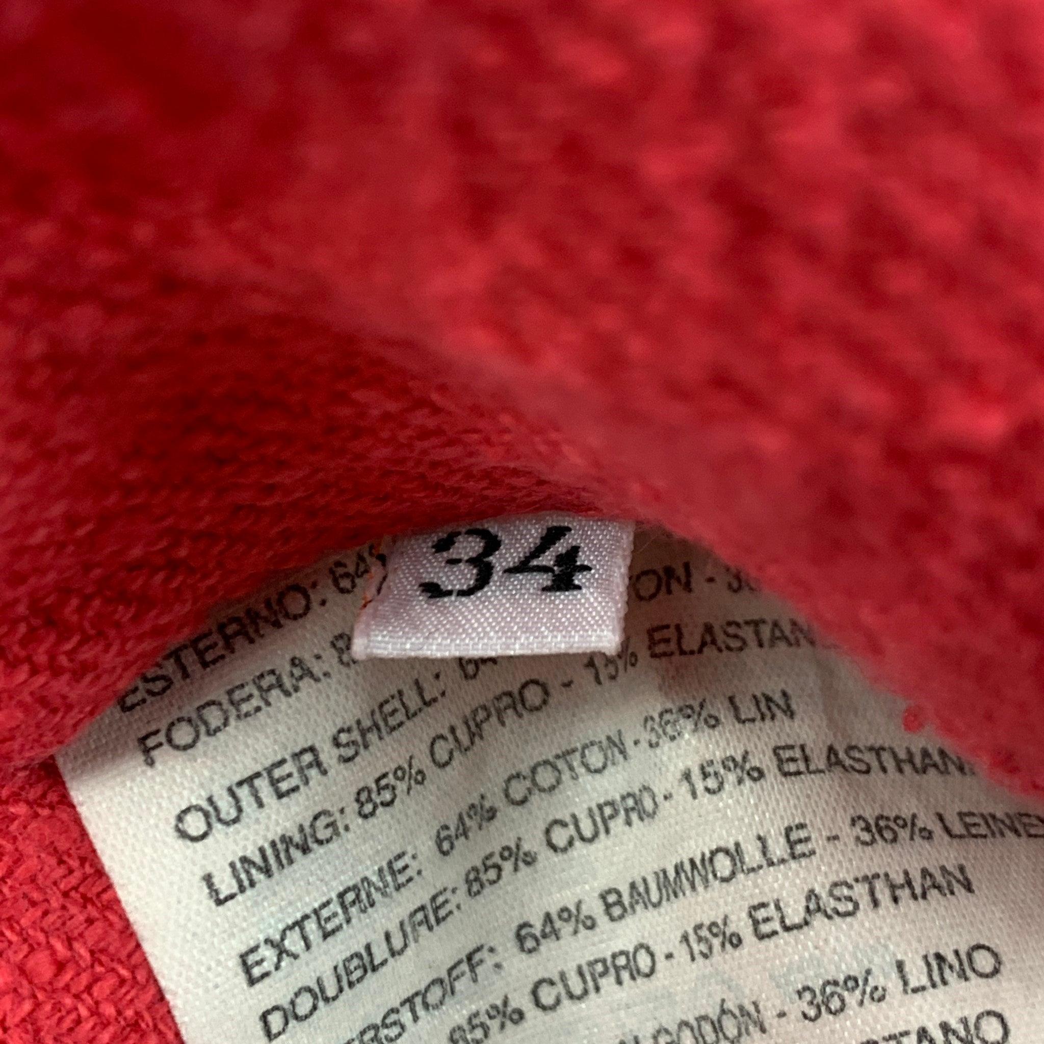 JIL SANDER Size 4 Coral Cotton Linen Jacket Blazer For Sale 1