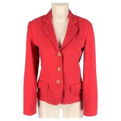 JIL SANDER Size 4 Coral Cotton Linen Jacket Blazer