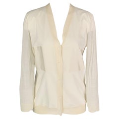 JIL SANDER Größe 4 Cremefarbene Strickjacke aus Seide / Baumwolle