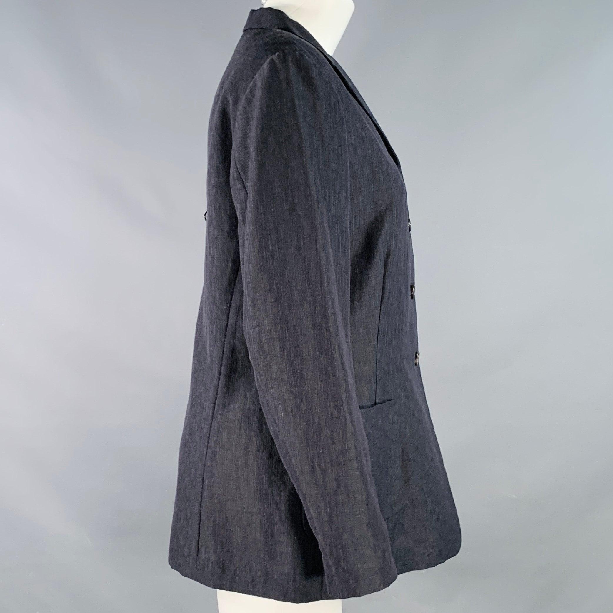 JIL SANDER jacket in a charcoal grey silk mohair wool blend fabric featuring a notch lapel, two patch pockets, and button closure. Made in Germany.Excellent Pre-Owned Condition. 

Marked:   IT 40 

Measurements: 
 
Shoulder: 16.25 inches Bust: 38