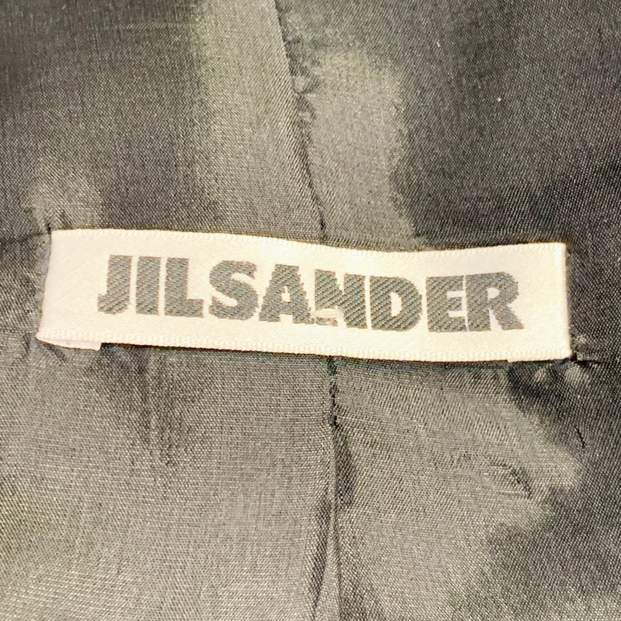 Women's JIL SANDER Size 4 Grey Charcoal Silk Mohair Wool Jacket Blazer For Sale