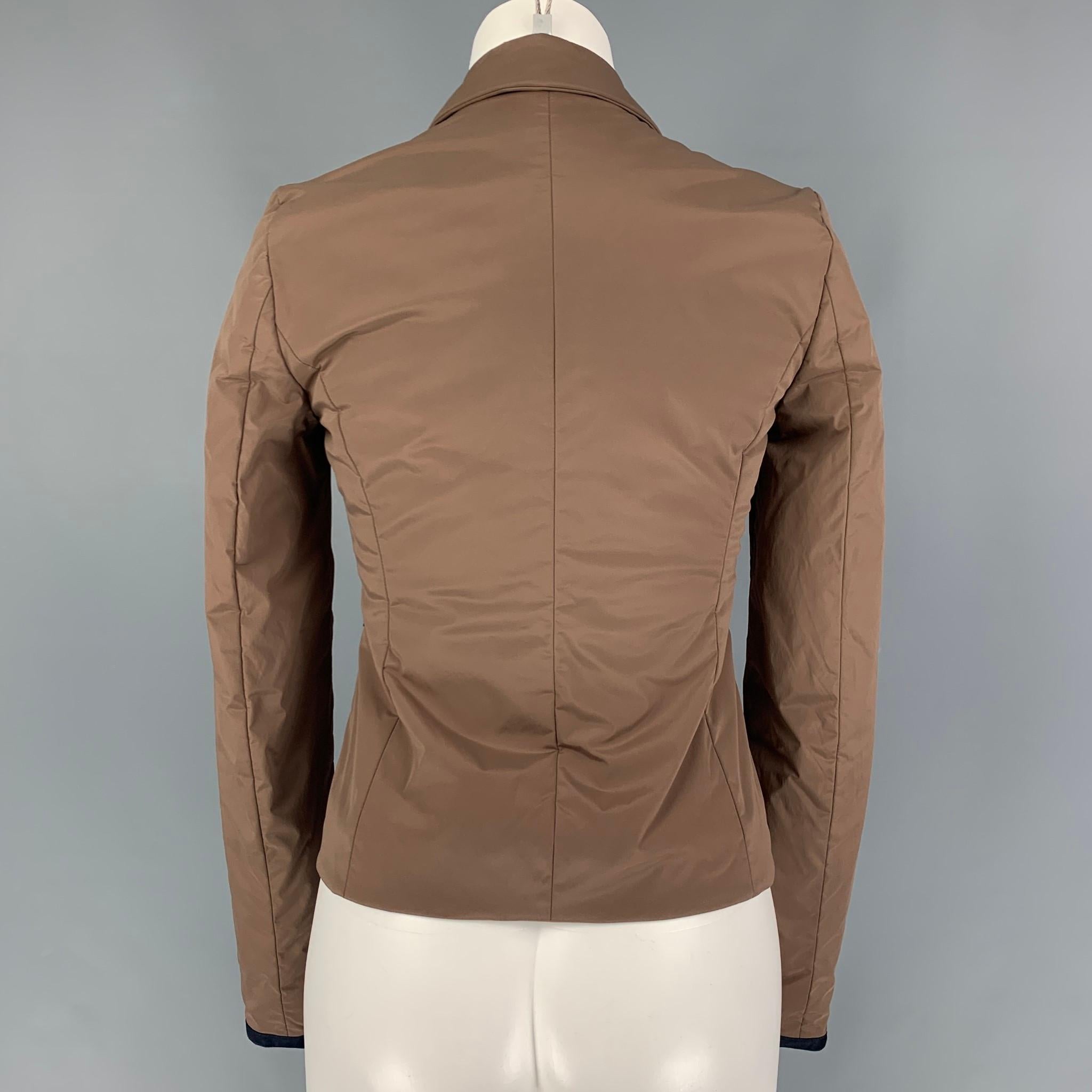 Brown JIL SANDER Size 4 Khaki Polyamide Blend Padded Jacket Blazer