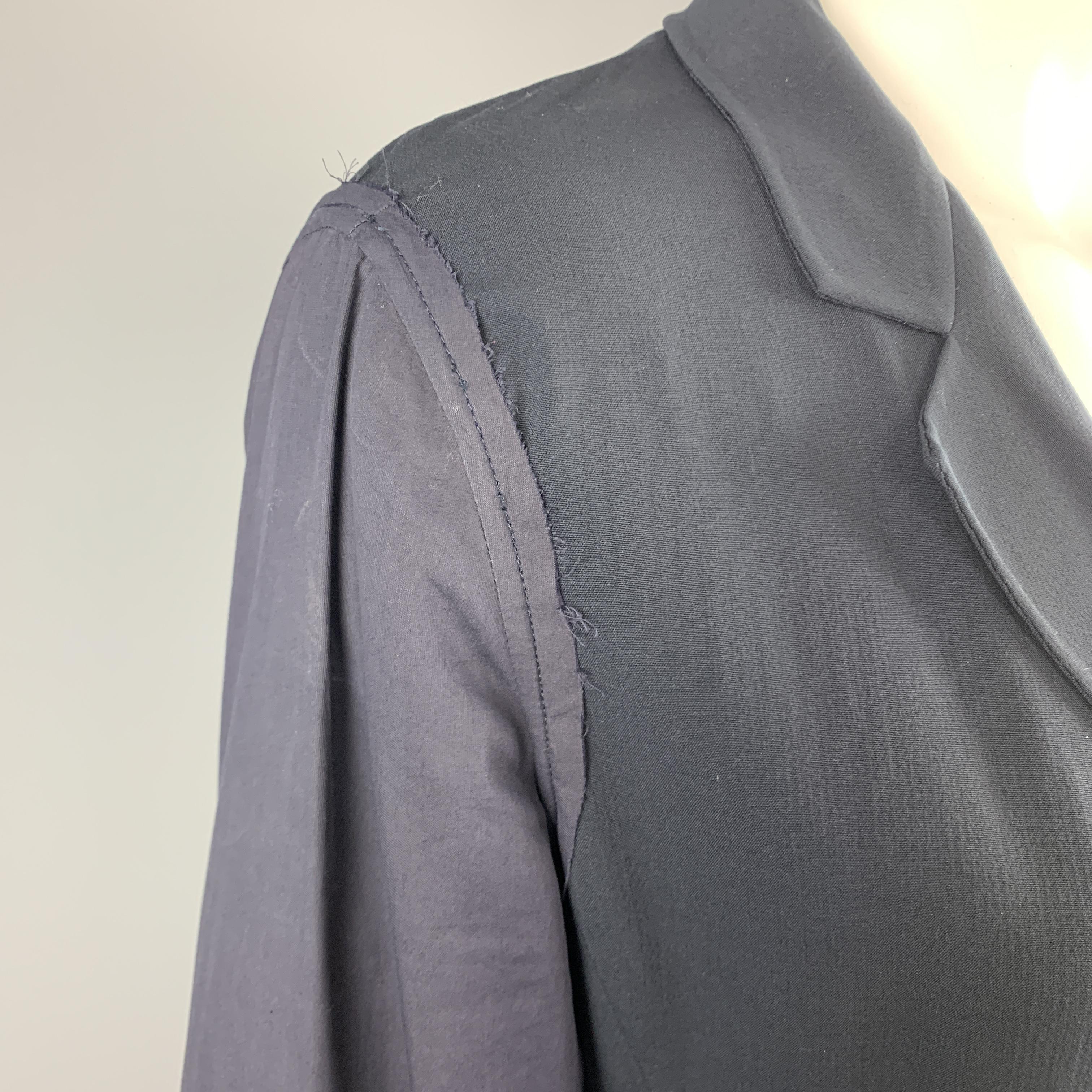 Black JIL SANDER Size 4 Navy Wool Blend Cloth Sleeve Blazer Jacket