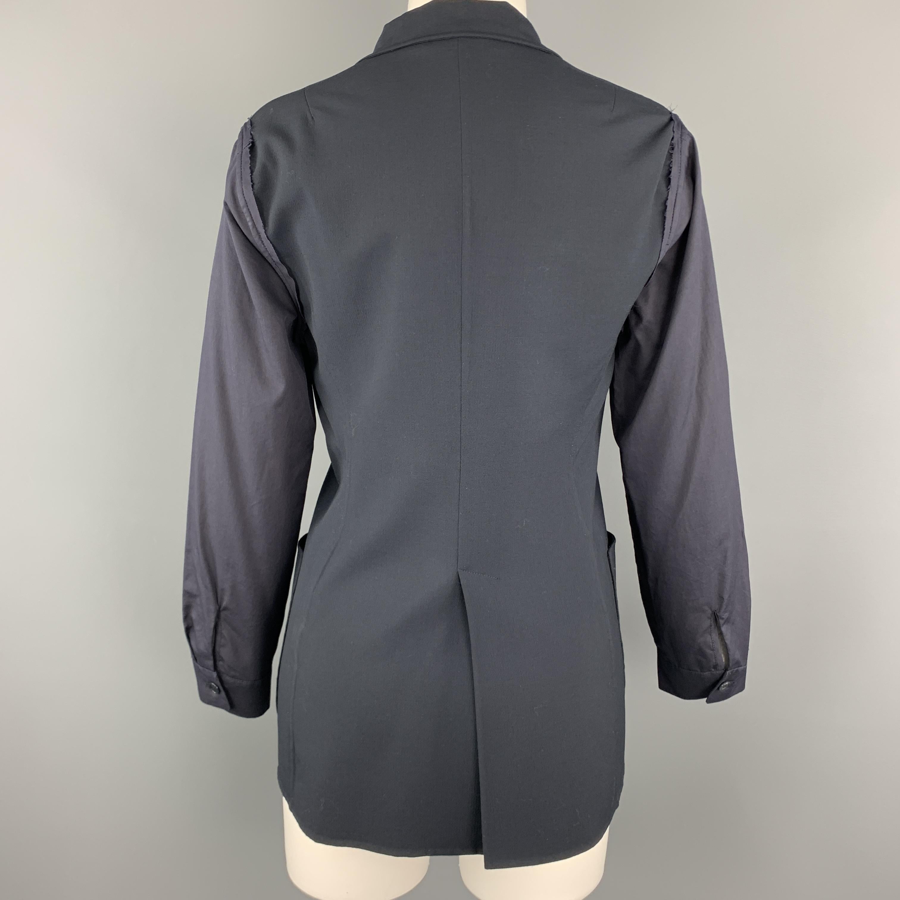 Women's JIL SANDER Size 4 Navy Wool Blend Cloth Sleeve Blazer Jacket