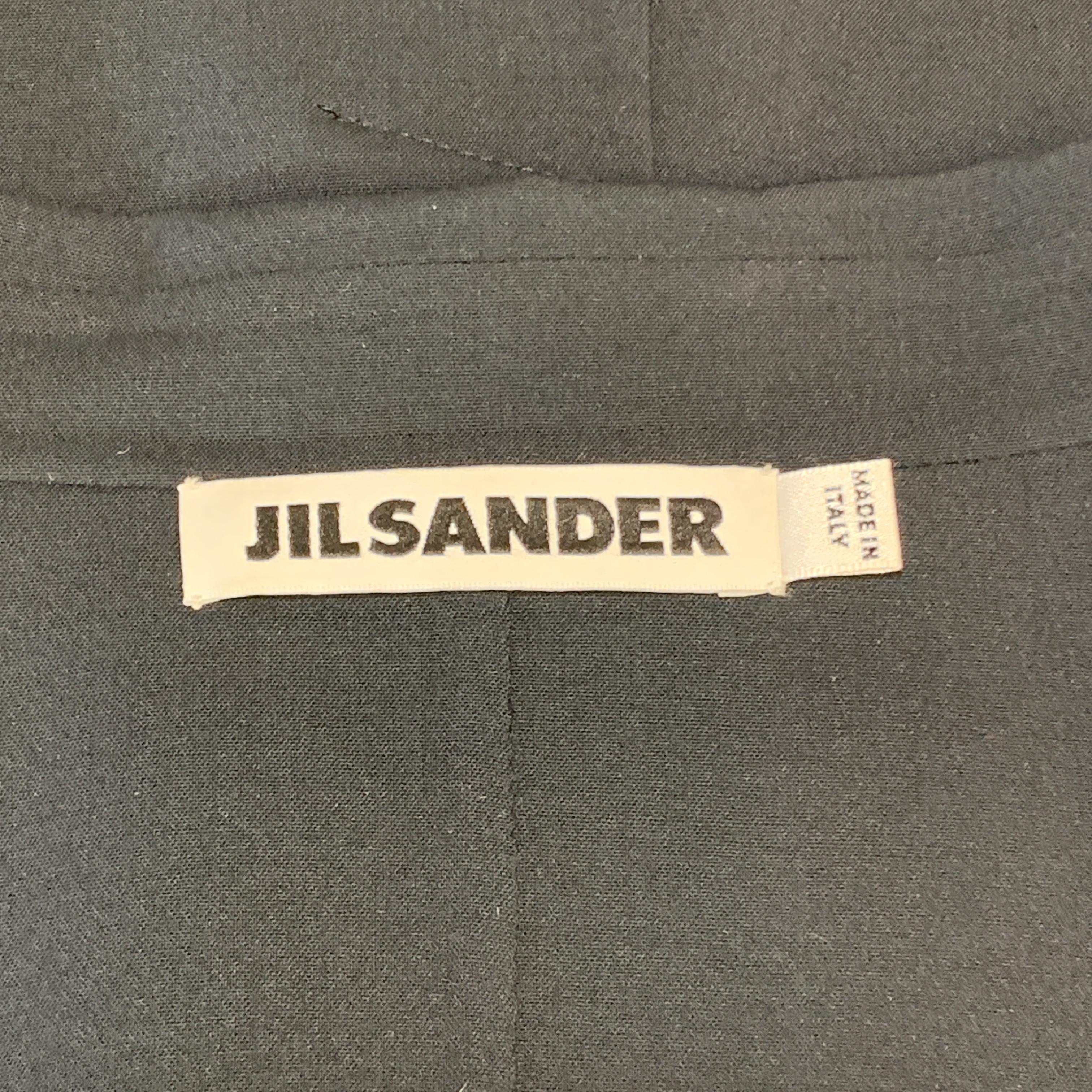 JIL SANDER Size 4 Navy Wool Blend Cloth Sleeve Blazer Jacket 1