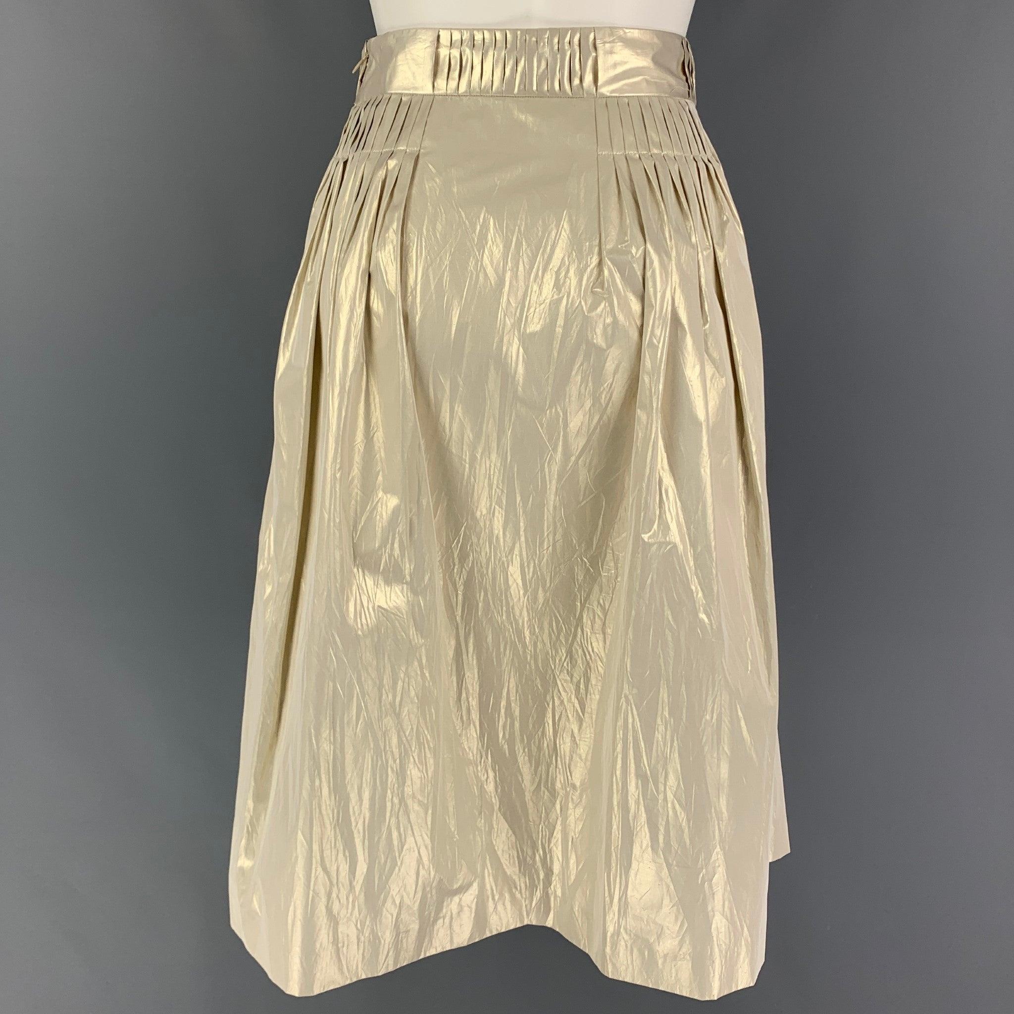 JIL SANDER Size 4 Platinum Polyester Pleated Skirt In Good Condition For Sale In San Francisco, CA