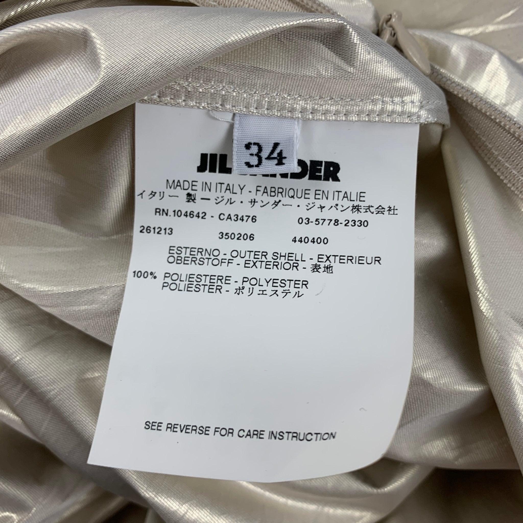JIL SANDER Größe 4 Platin Polyester plissierter Rock Damen im Angebot