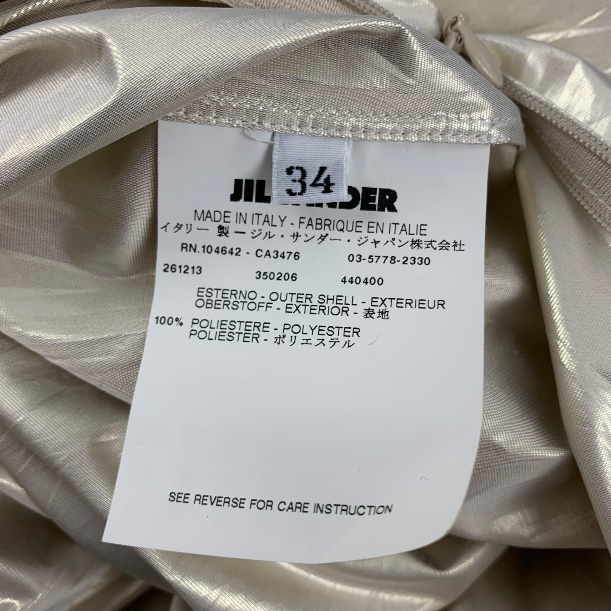 JIL SANDER Platin-Plissee-Rock aus Polyester, Größe 4 Damen