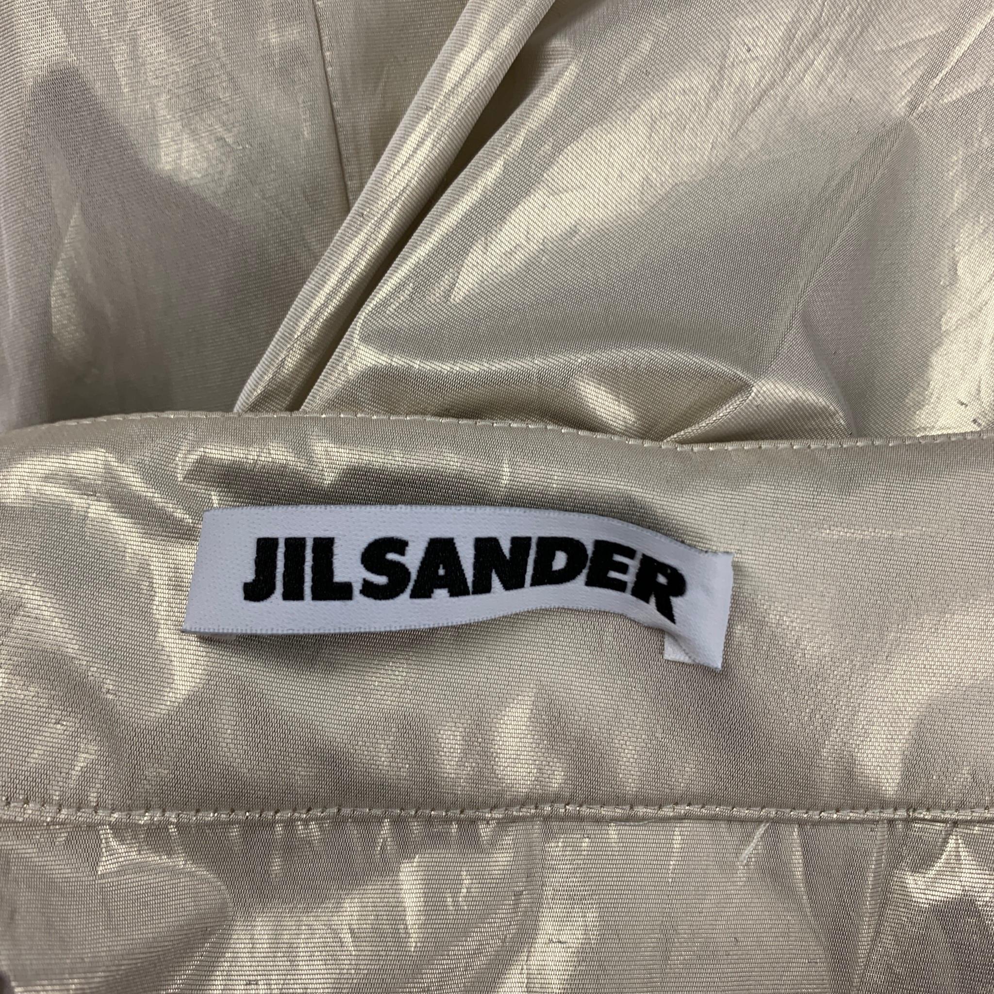 JIL SANDER Platin-Plissee-Rock aus Polyester, Größe 4 1