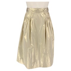 JIL SANDER Platin-Plissee-Rock aus Polyester, Größe 4