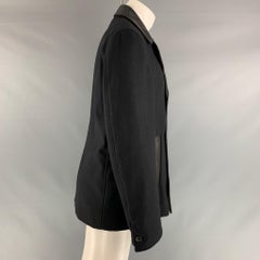 JIL SANDER Size 40 Black Solid Wool Blend Peacoat Coat