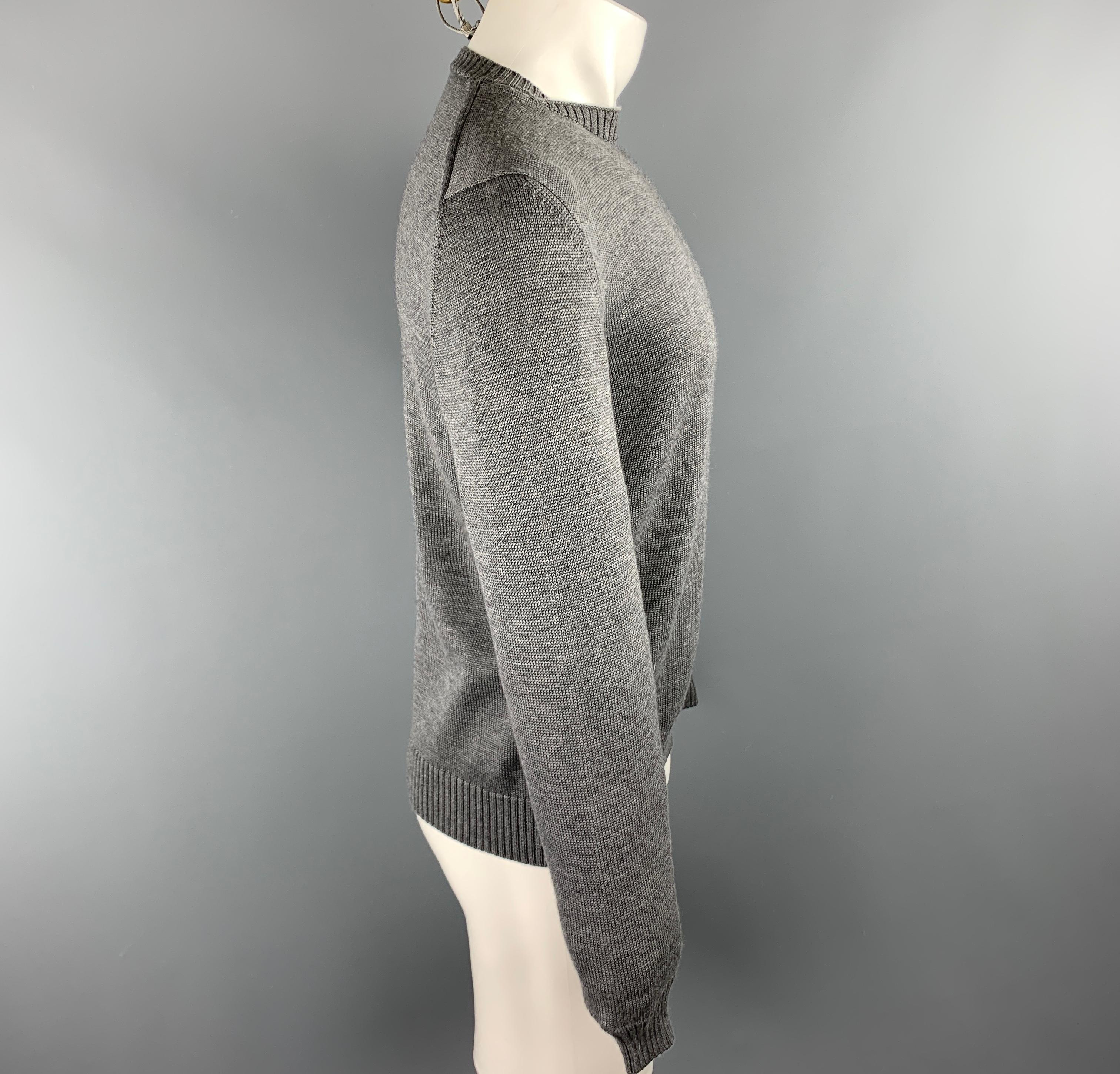 JIL SANDER Size 40 Dark Gray Knitted Wool Crew-Neck Sweater In Excellent Condition In San Francisco, CA