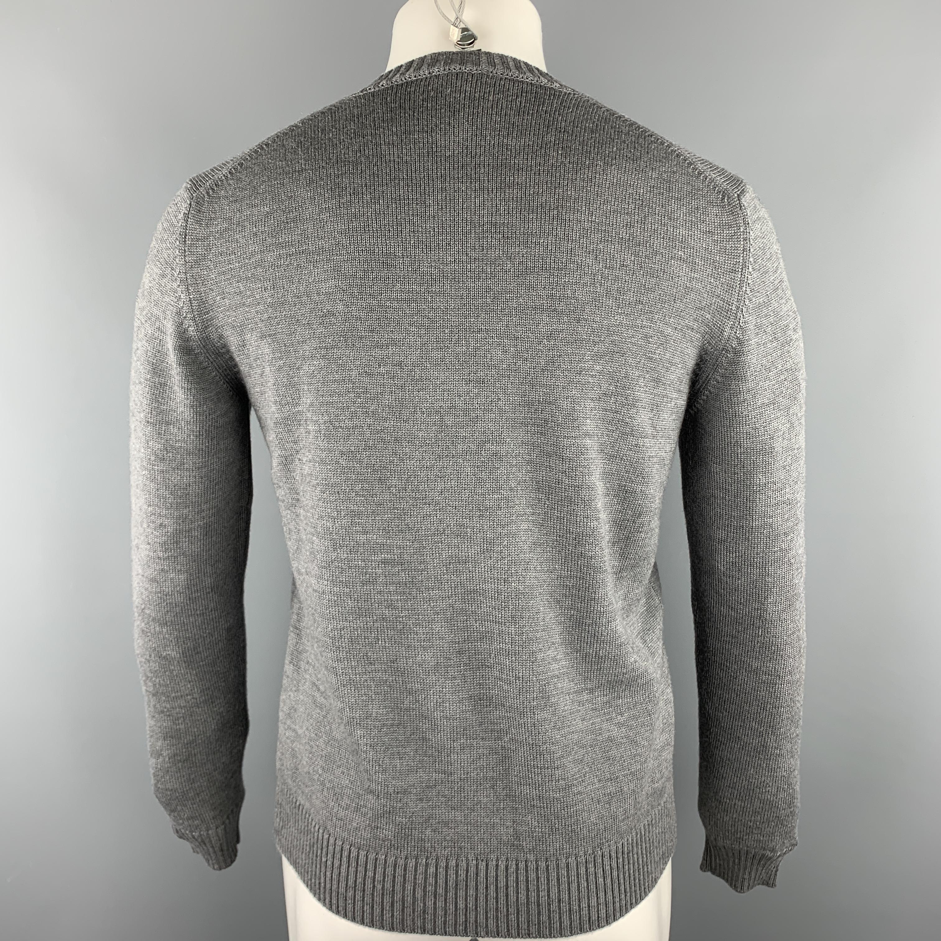 Men's JIL SANDER Size 40 Dark Gray Knitted Wool Crew-Neck Sweater