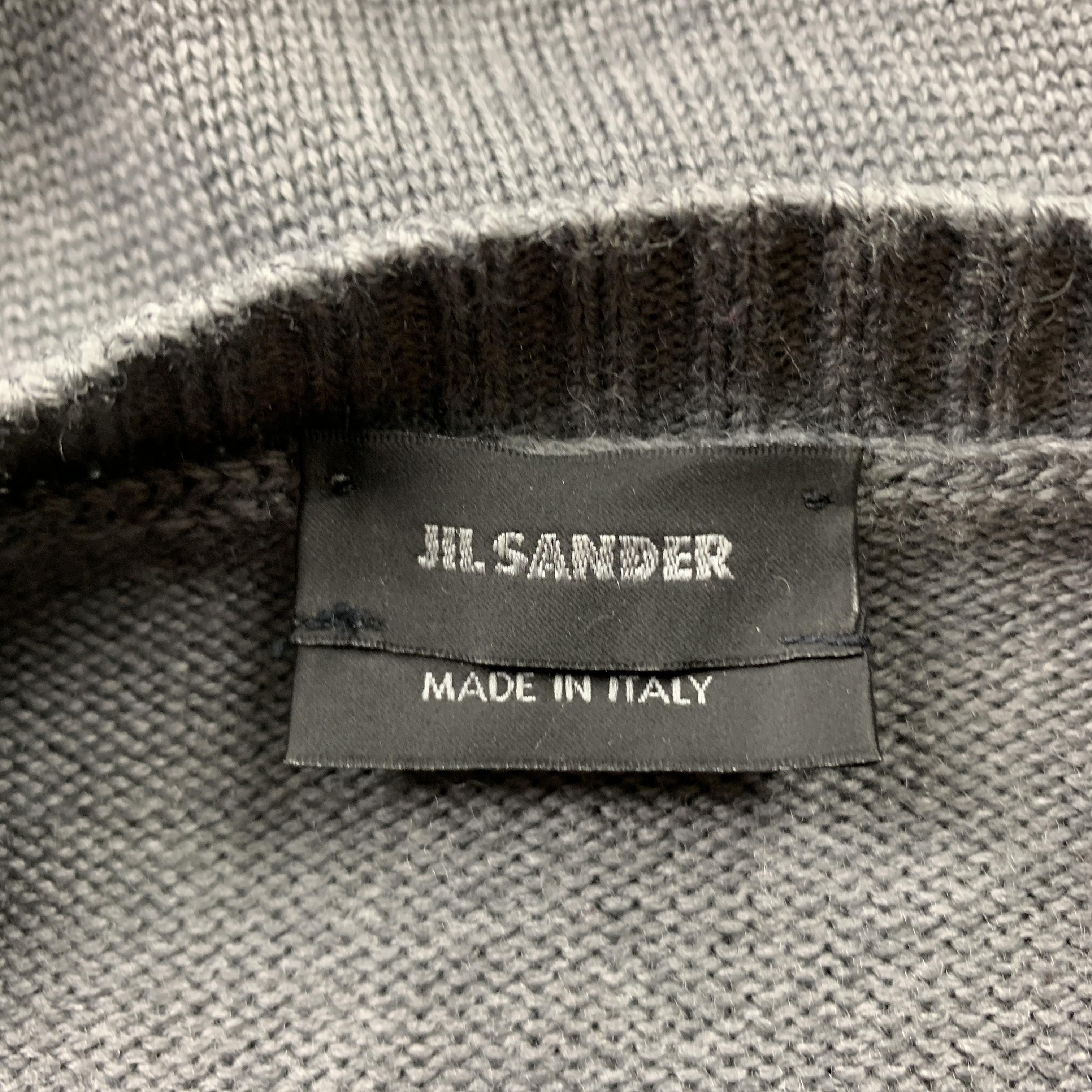 JIL SANDER Size 40 Dark Gray Knitted Wool Crew-Neck Sweater 1