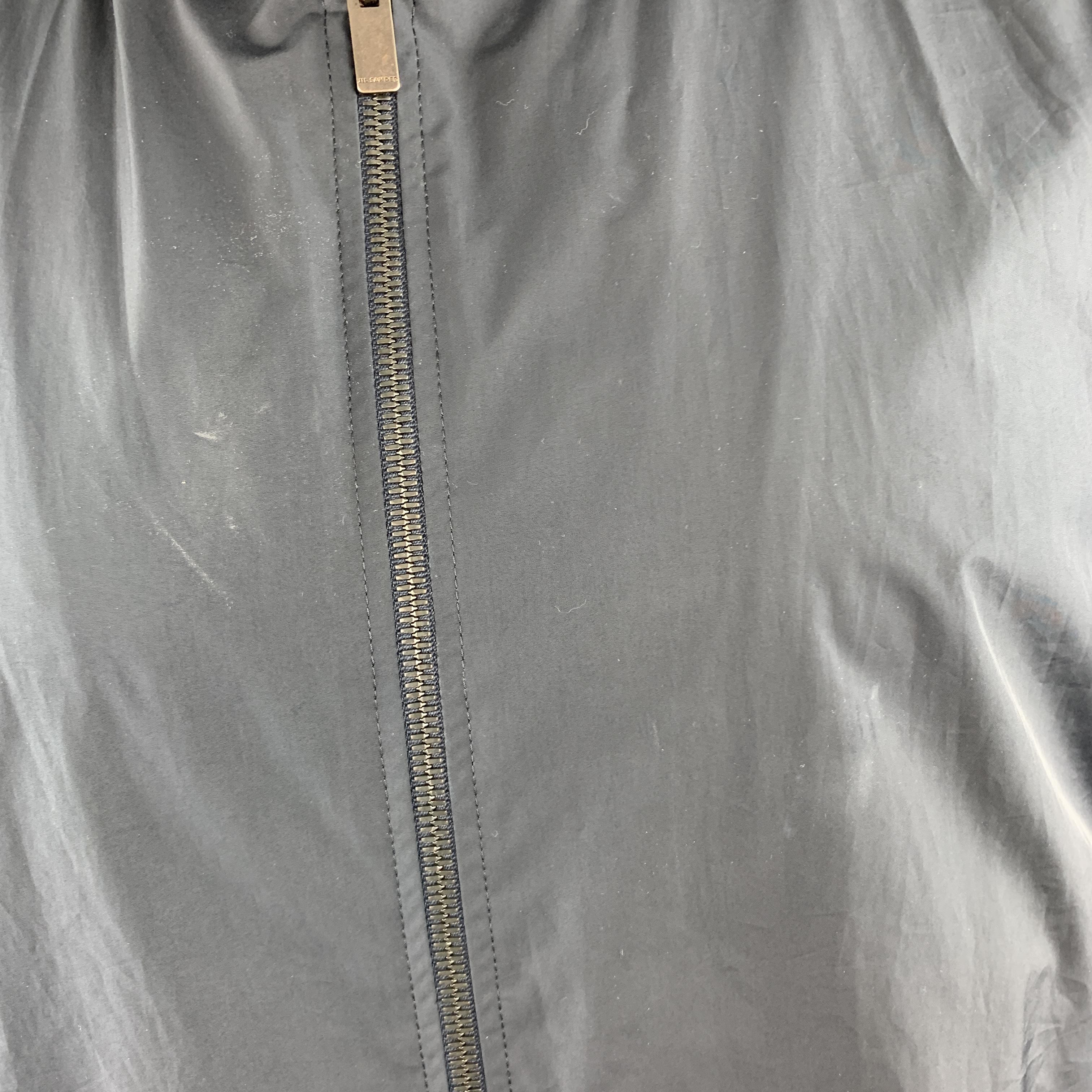 Black JIL SANDER Size 40 Navy Windbreaker Zip Up Tab Collar Jacket