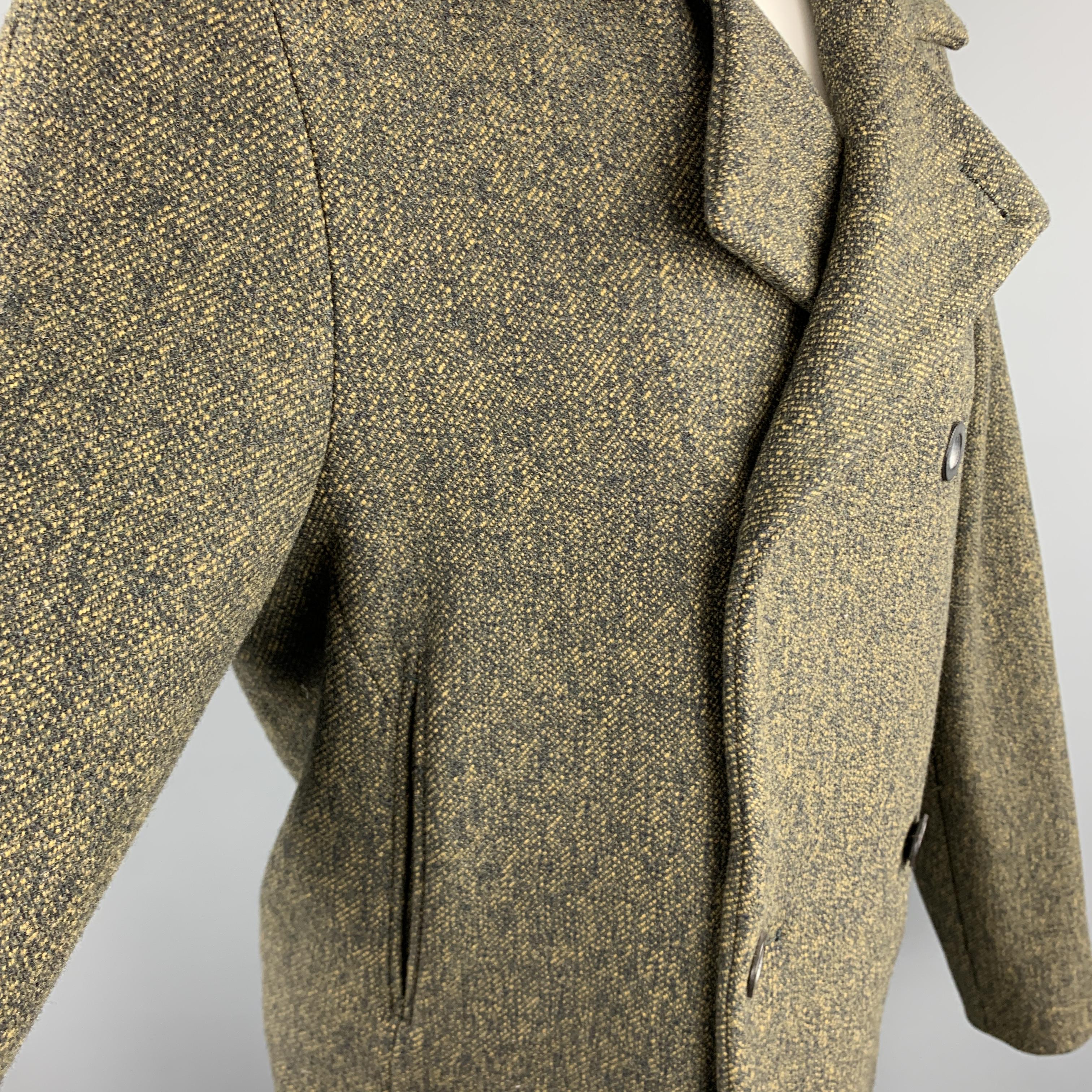 JIL SANDER Size 40 Olive Heather Woven Virgin Wool Notch Lapel Cropped Coat In Excellent Condition In San Francisco, CA