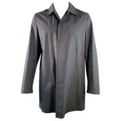JIL SANDER Size 42 Black Cotton Spread Collar Snaps Coat