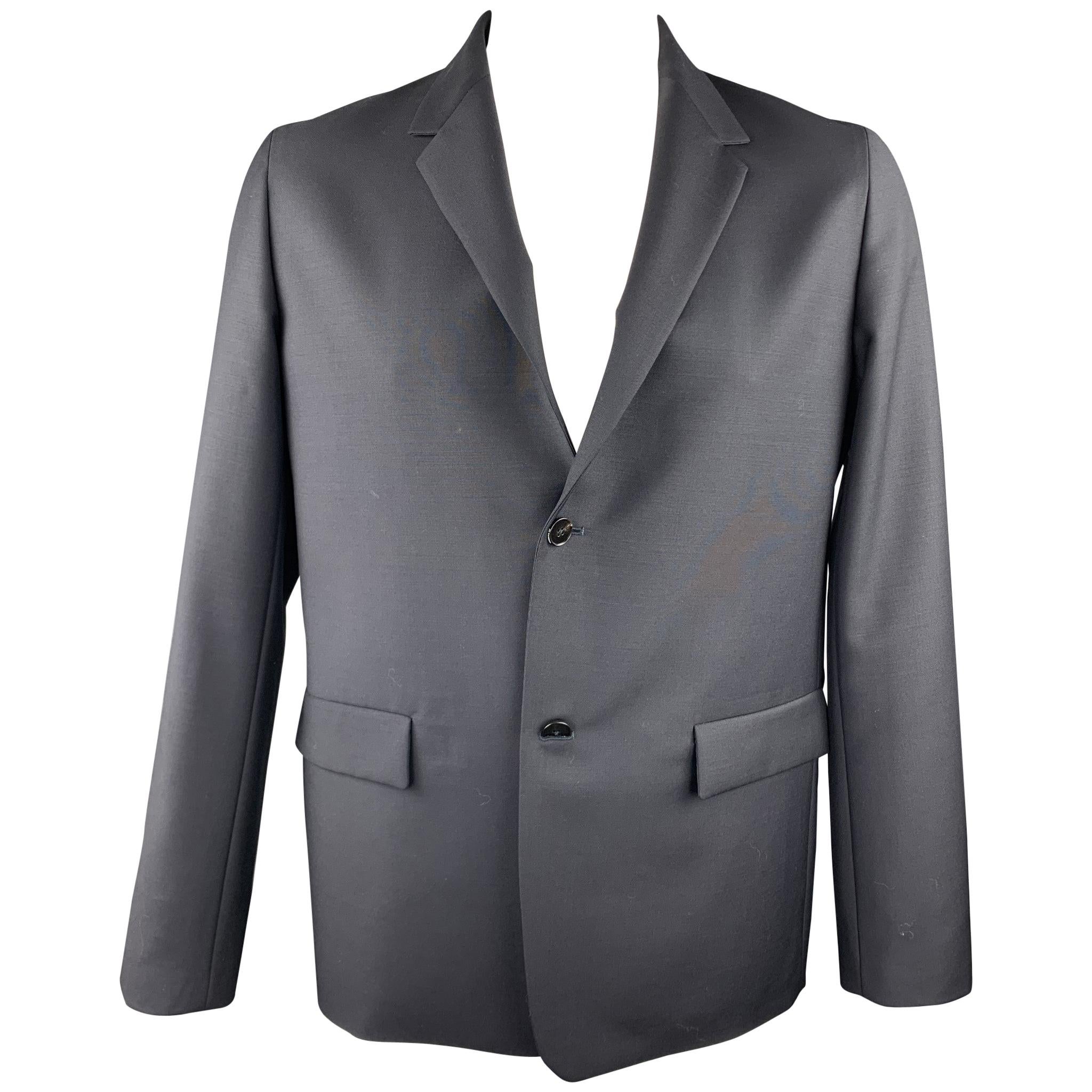 JIL SANDER Size 42 Black Wool / Mohair Notch Lapel Sport Coat / Jacket