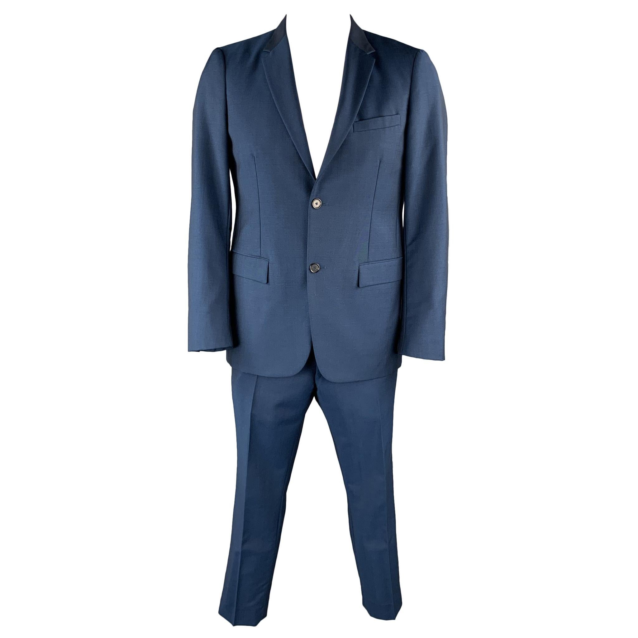 JIL SANDER Size 42 Navy Wool / Mohair Notch Lapel Suit