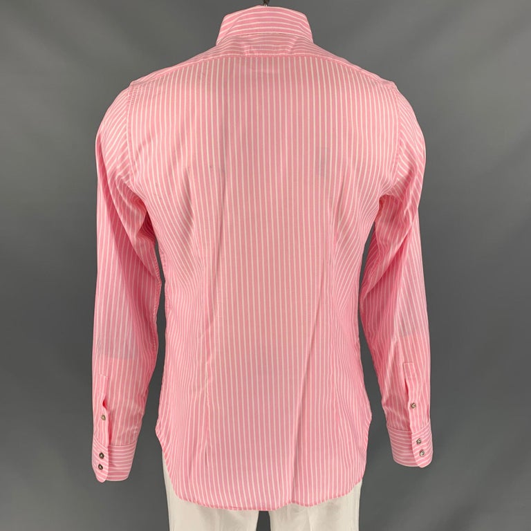 JIL SANDER Size 42 Pink White and Stripe Cotton Button Down Long Sleeve  Shirt For Sale at 1stDibs