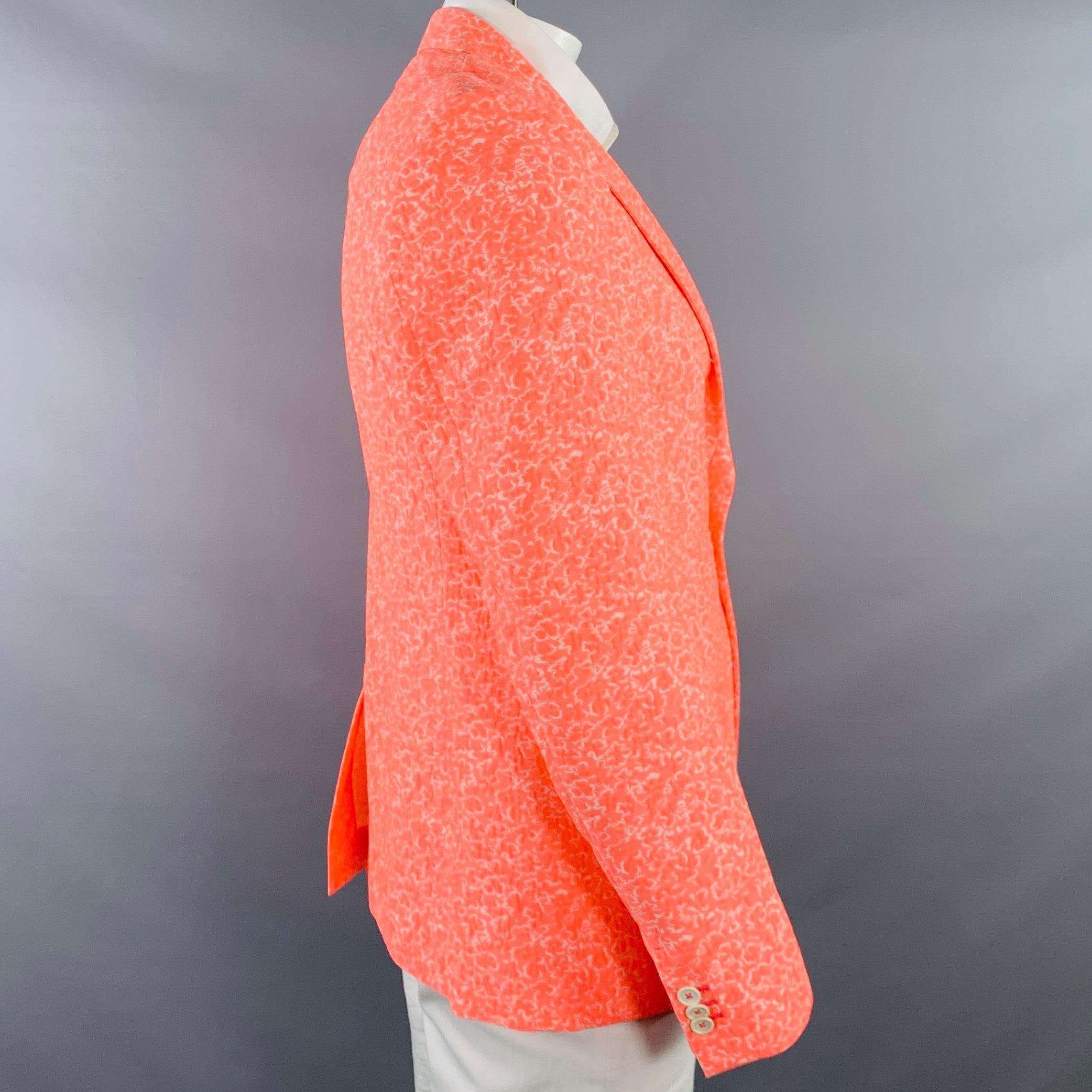 Men's JIL SANDER Size 42 Pink White Textured Abstract Floral Cotton Blend Peak Lapel Sport Coat For Sale