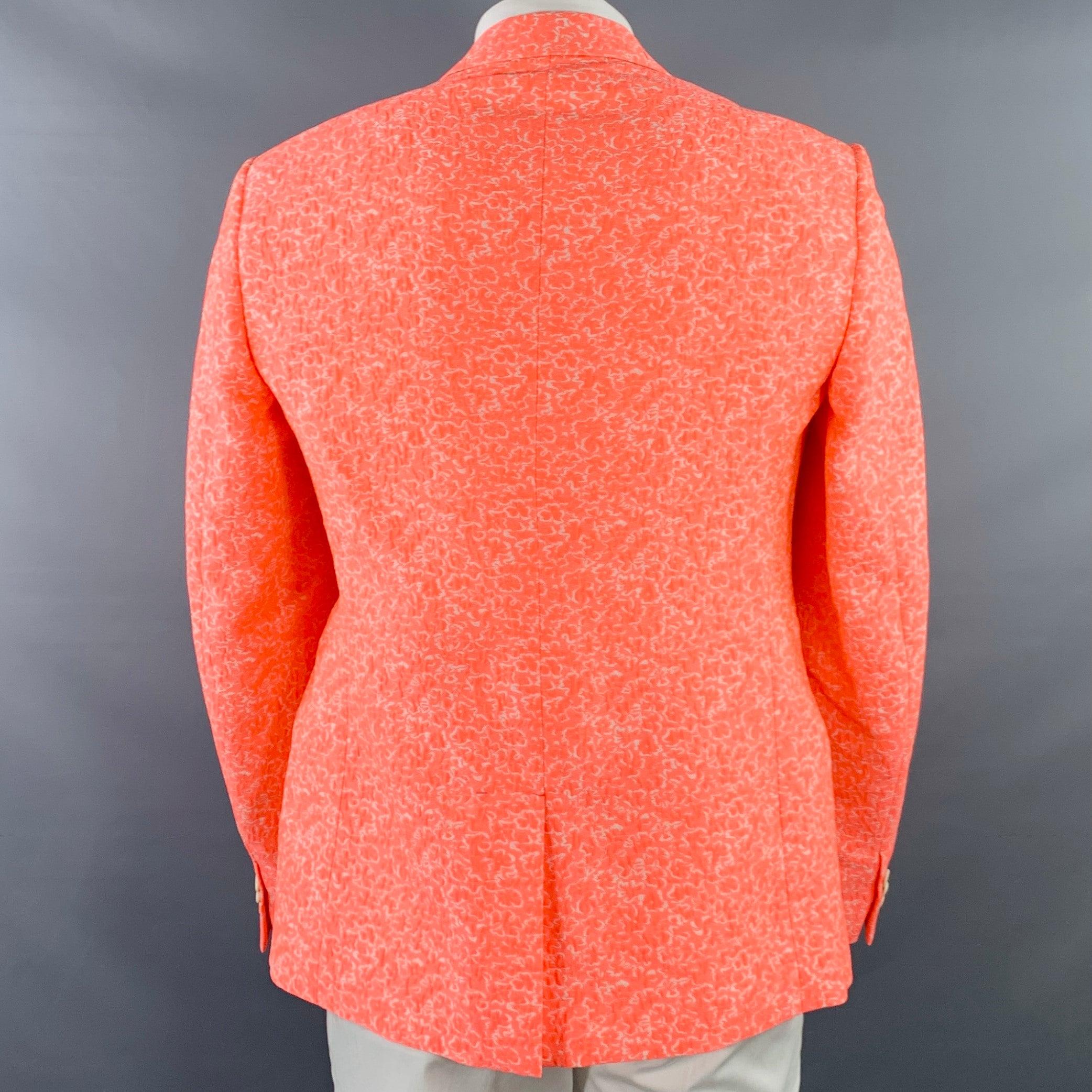 JIL SANDER Size 42 Pink White Textured Abstract Floral Cotton Blend Peak Lapel Sport Coat For Sale 1