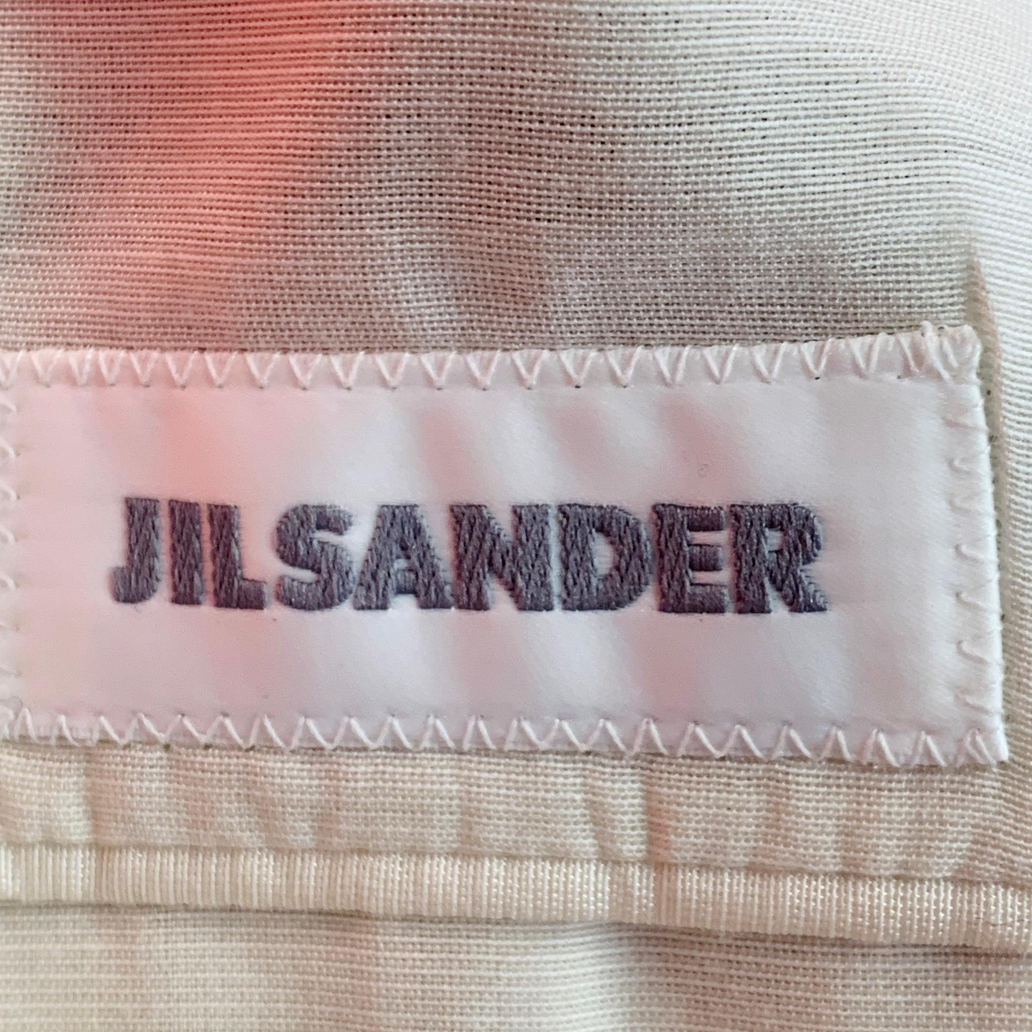 JIL SANDER Size 42 Pink White Textured Abstract Floral Cotton Blend Peak Lapel Sport Coat For Sale 3