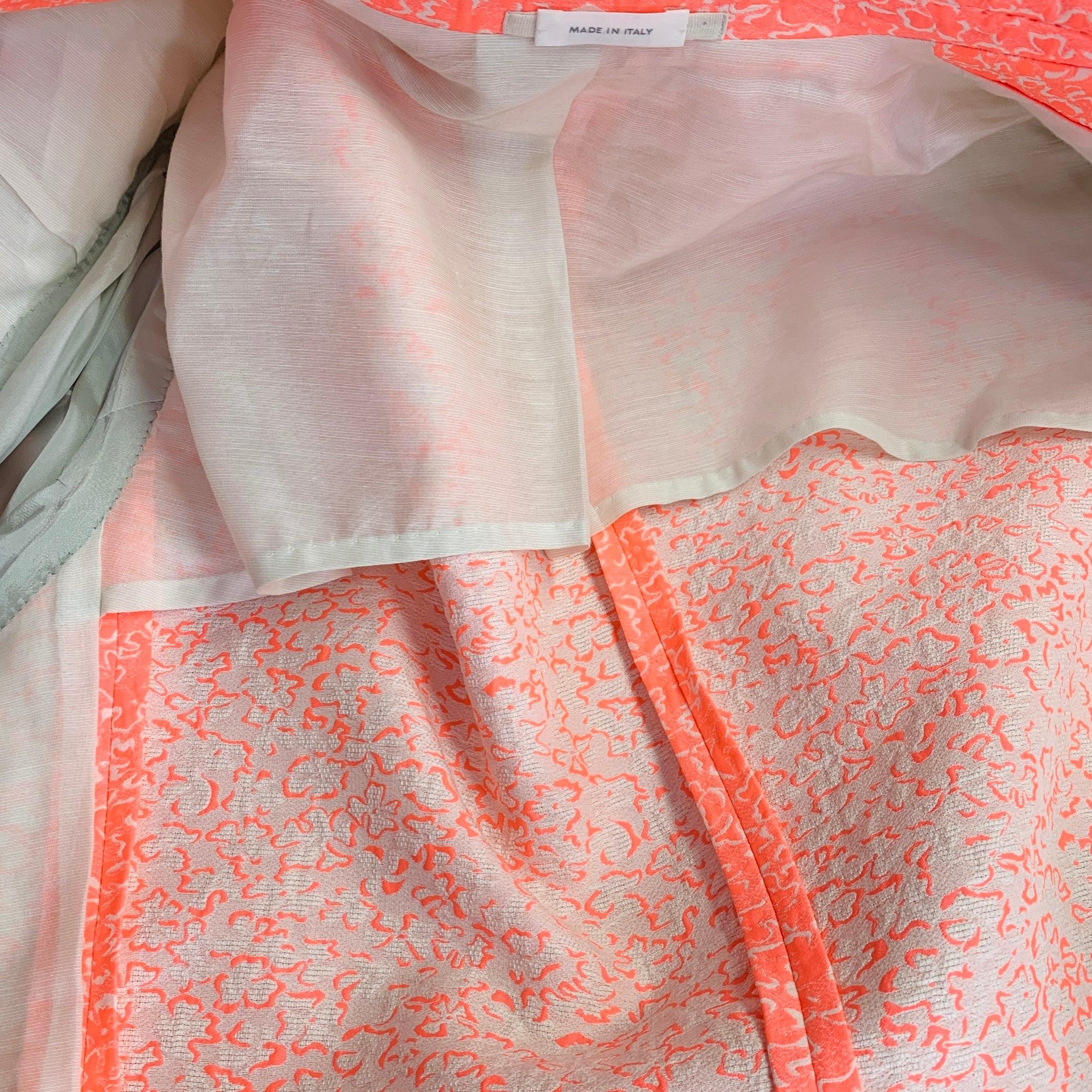 JIL SANDER Size 42 Pink White Textured Abstract Floral Cotton Blend Peak Lapel Sport Coat For Sale 4