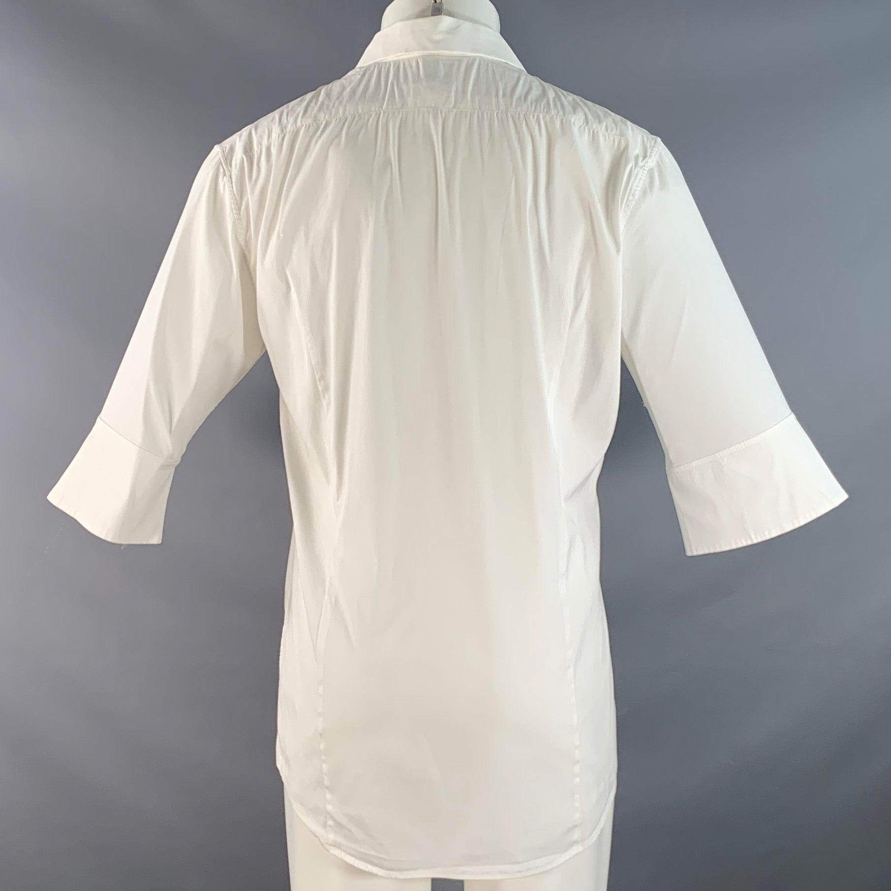 Bianco JIL SANDER Taglia 42 Camicia bianca in misto cotone con maniche a 3/4 e maniche lunghe in vendita