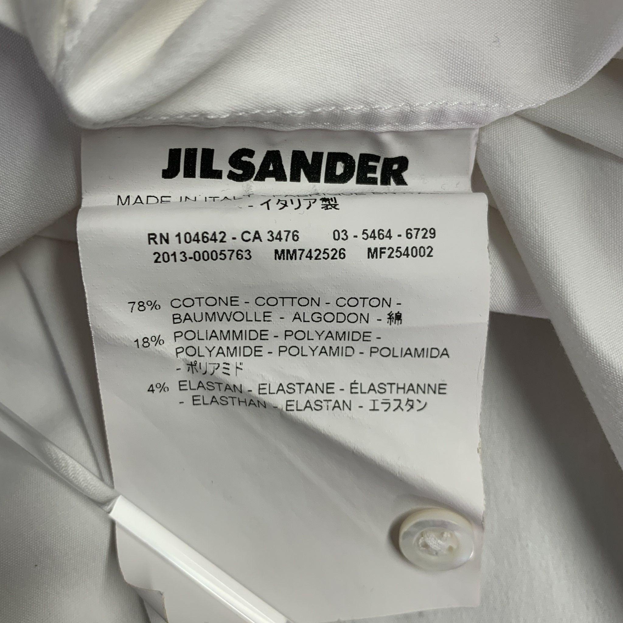 JIL SANDER Taglia 42 Camicia bianca in misto cotone con maniche a 3/4 e maniche lunghe in vendita 1