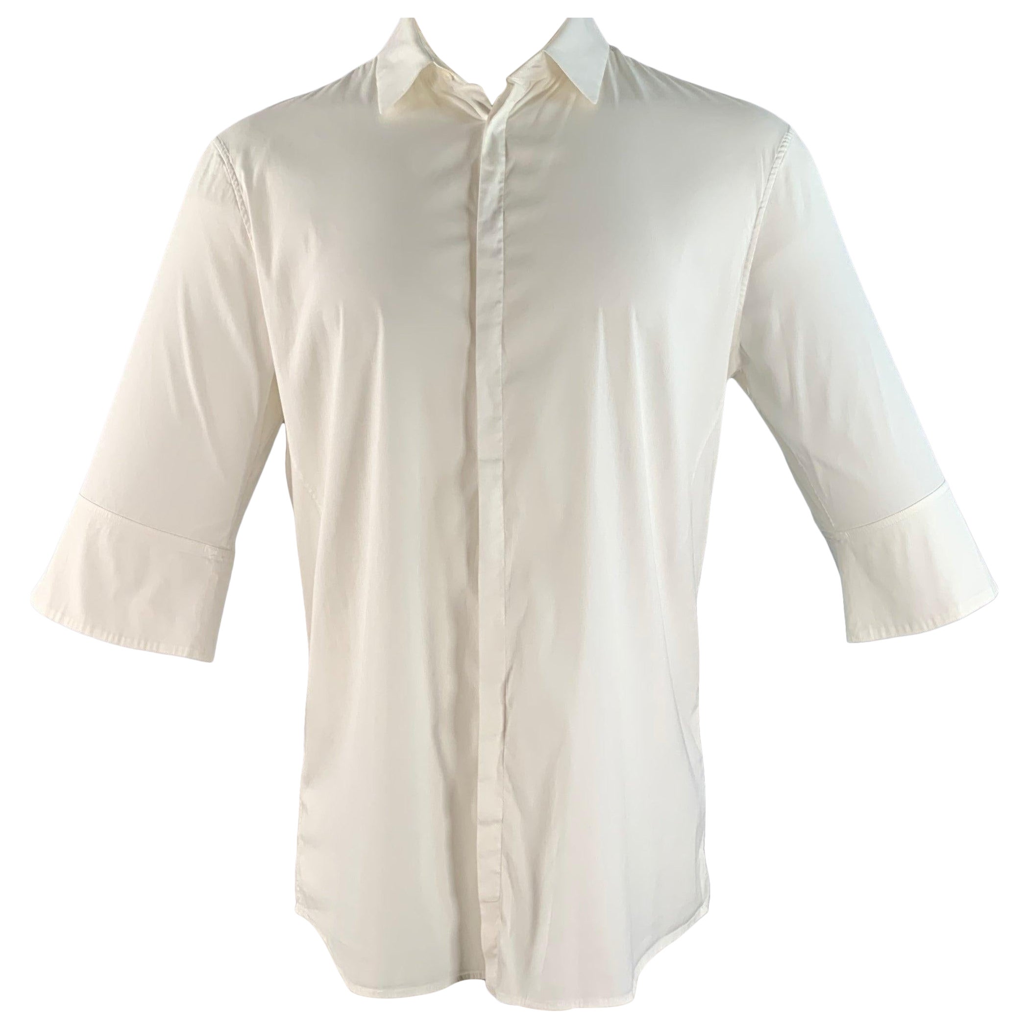 JIL SANDER Taglia 42 Camicia bianca in misto cotone con maniche a 3/4 e maniche lunghe