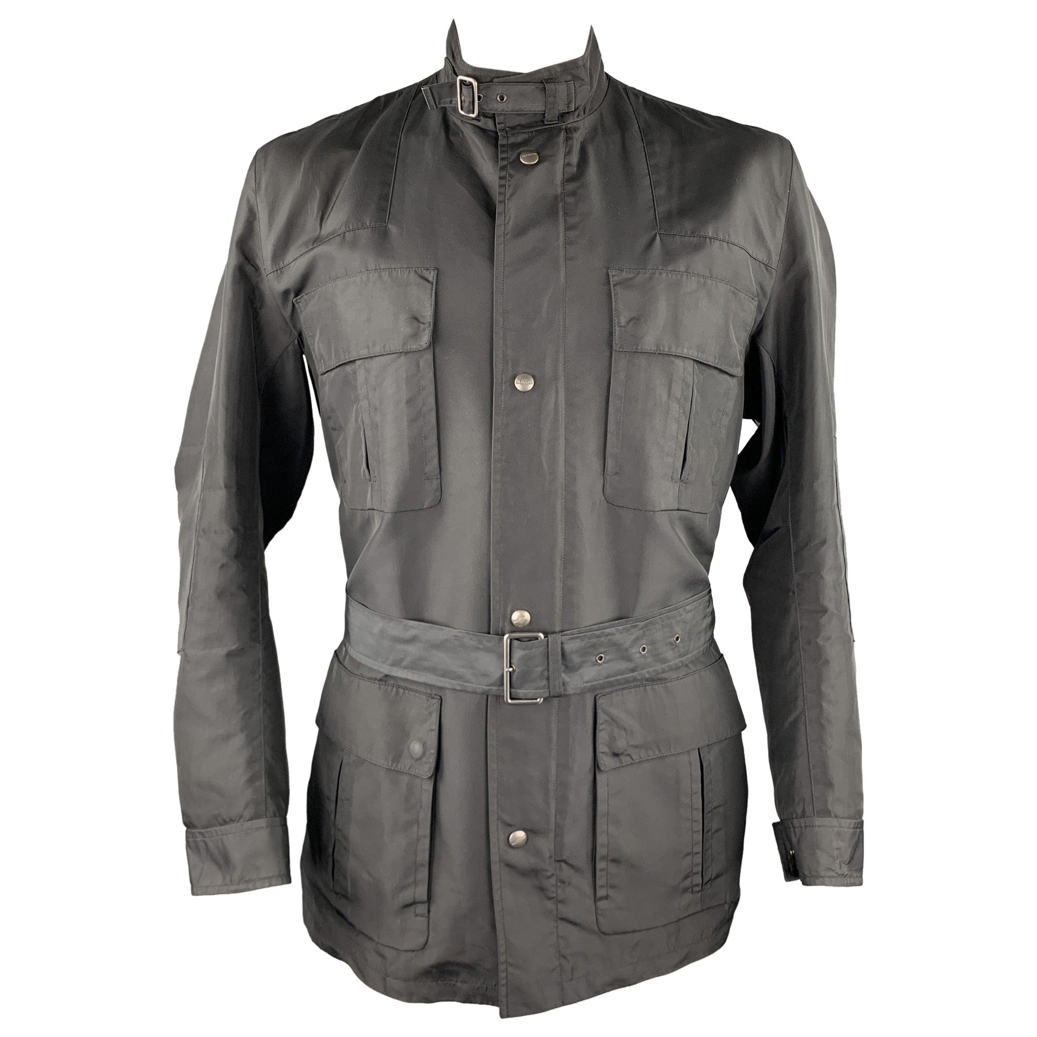 JIL SANDER Giacca con cintura e zip in poliammide nera taglia 44