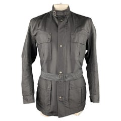 JIL SANDER Size 44 Black Poliammide Zip & Snaps Belted Jacket