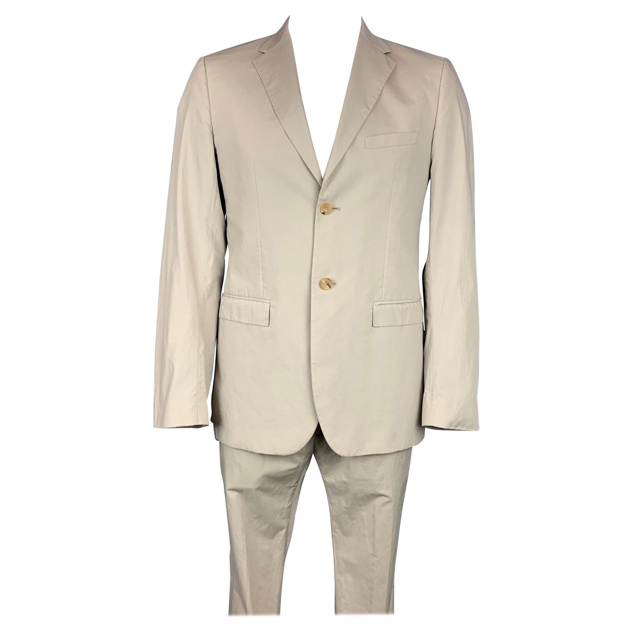 JIL SANDER Größe 44 Khakifarbener Anzug aus Baumwolle mit Notch-Revers