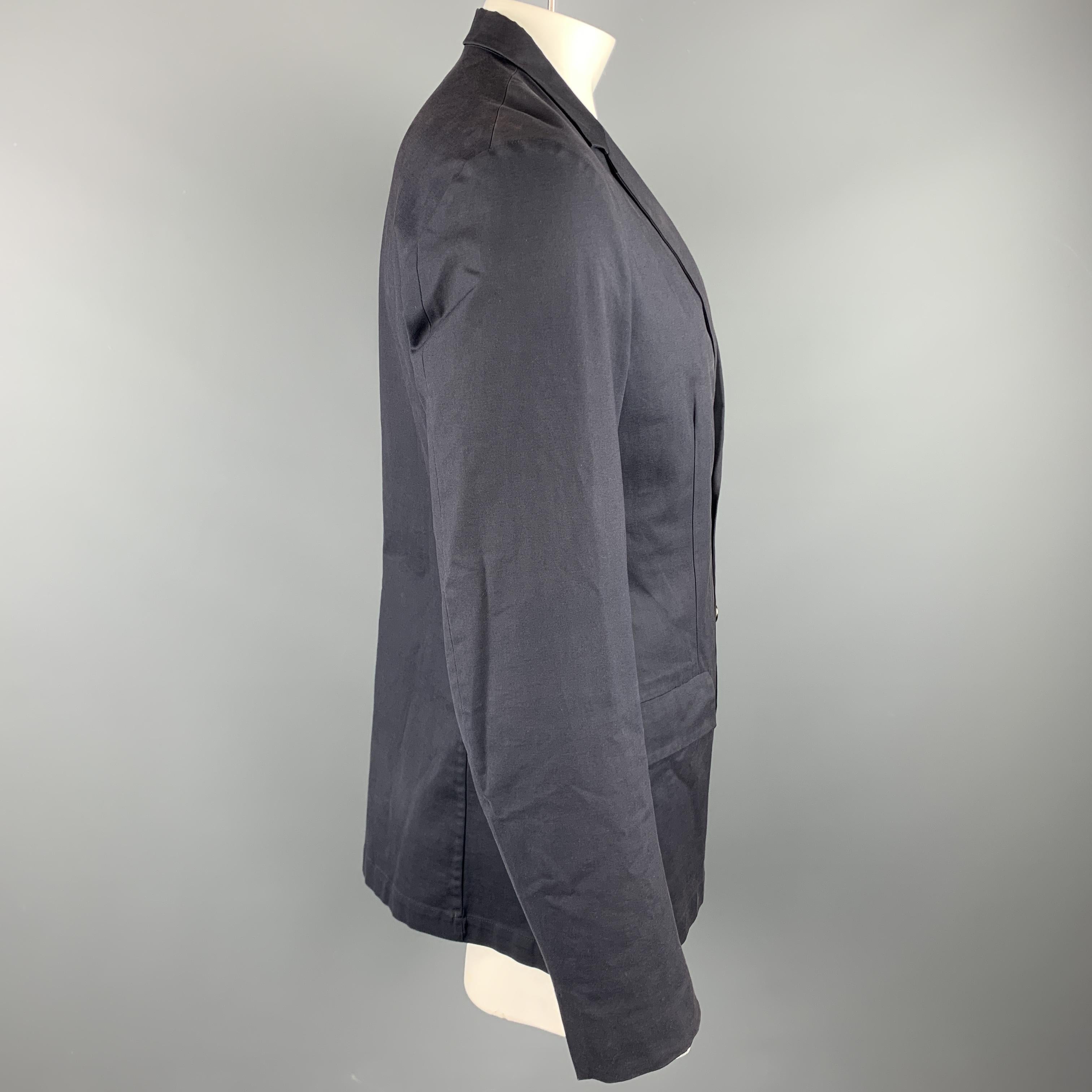 Gray JIL SANDER Size 44 Navy Cotton Blend Notch Lapel Sport Coat