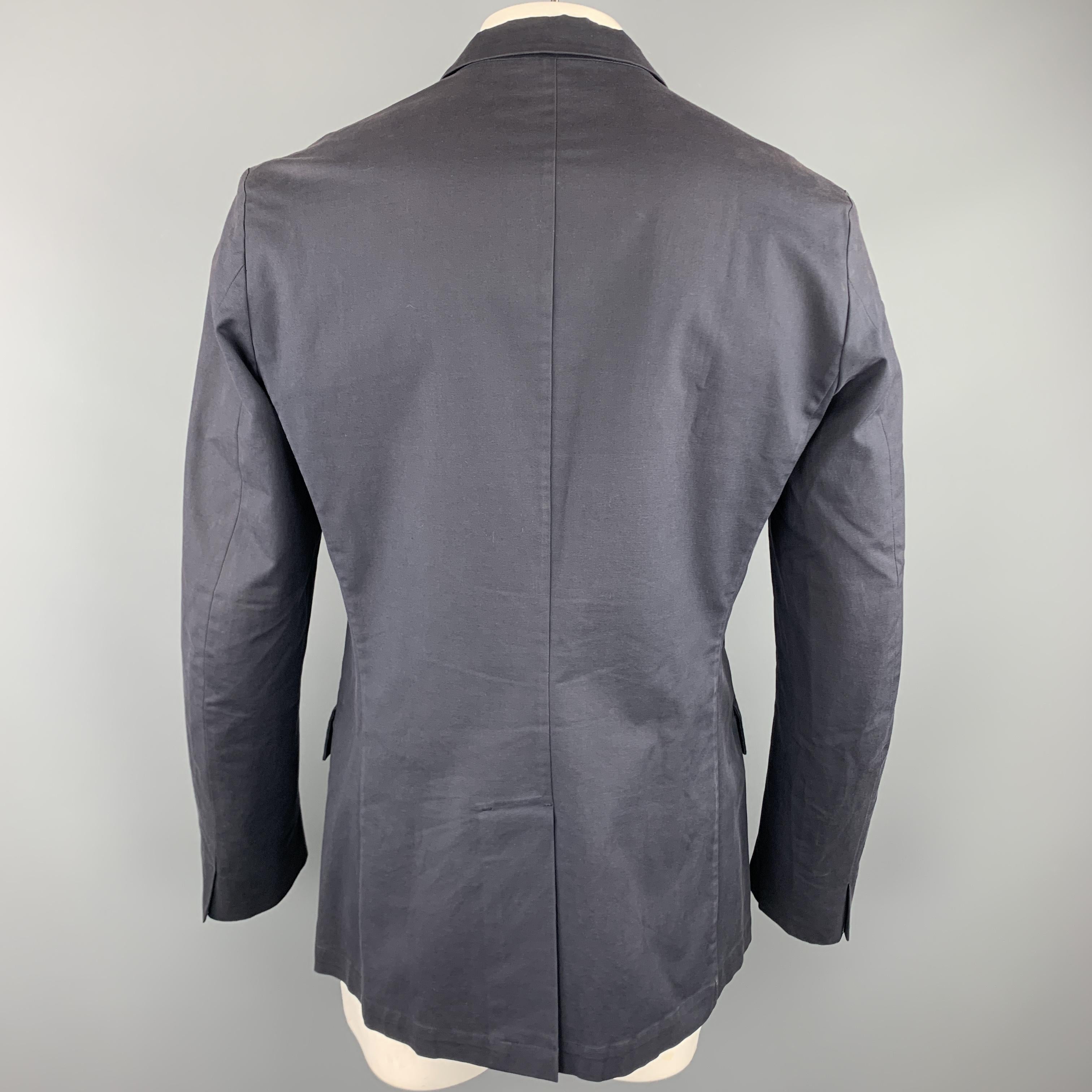 JIL SANDER Size 44 Navy Cotton Blend Notch Lapel Sport Coat In Good Condition In San Francisco, CA