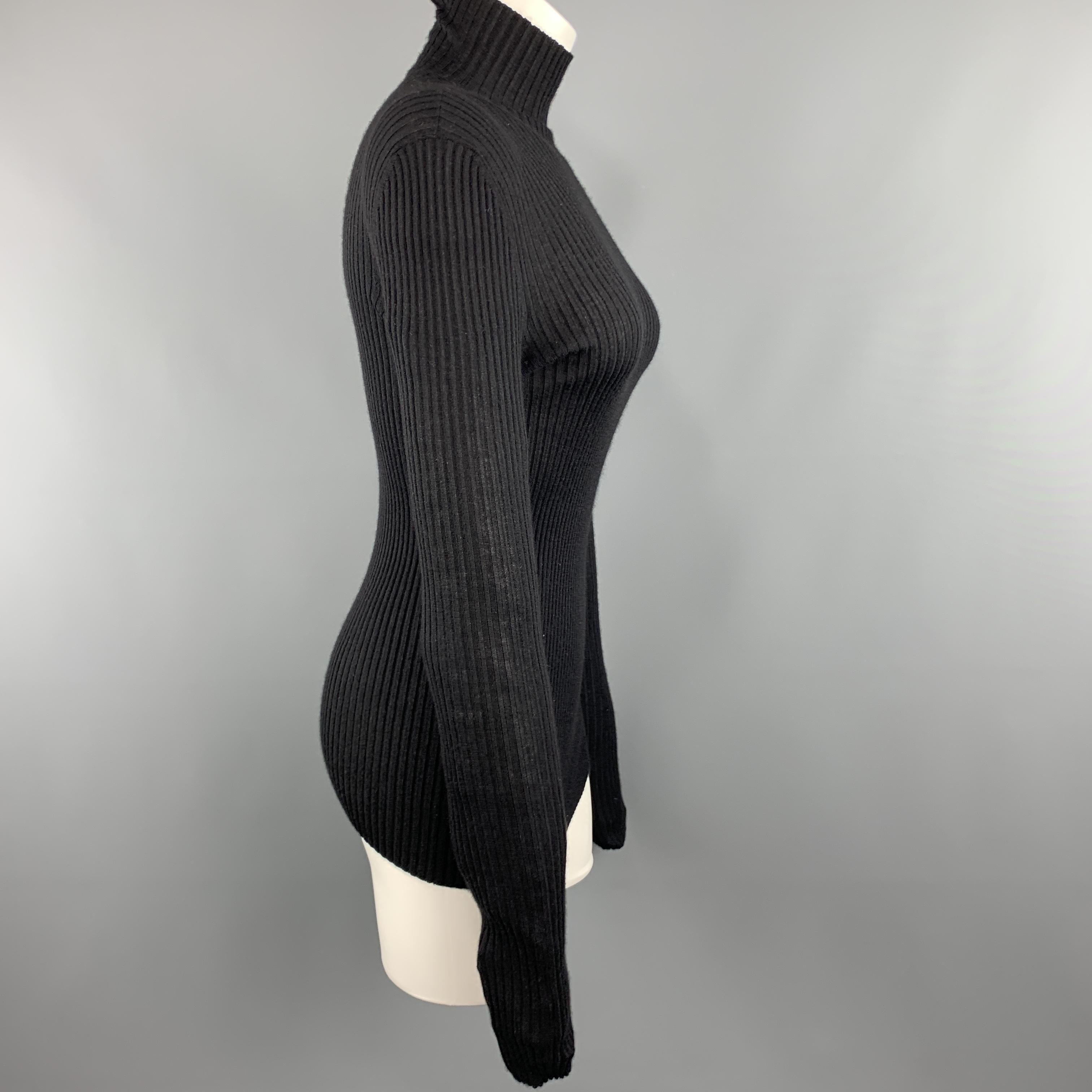 JIL SANDER Size 6 Black Cashmere / Silk Ribbed Turtleneck Sweater In Excellent Condition In San Francisco, CA