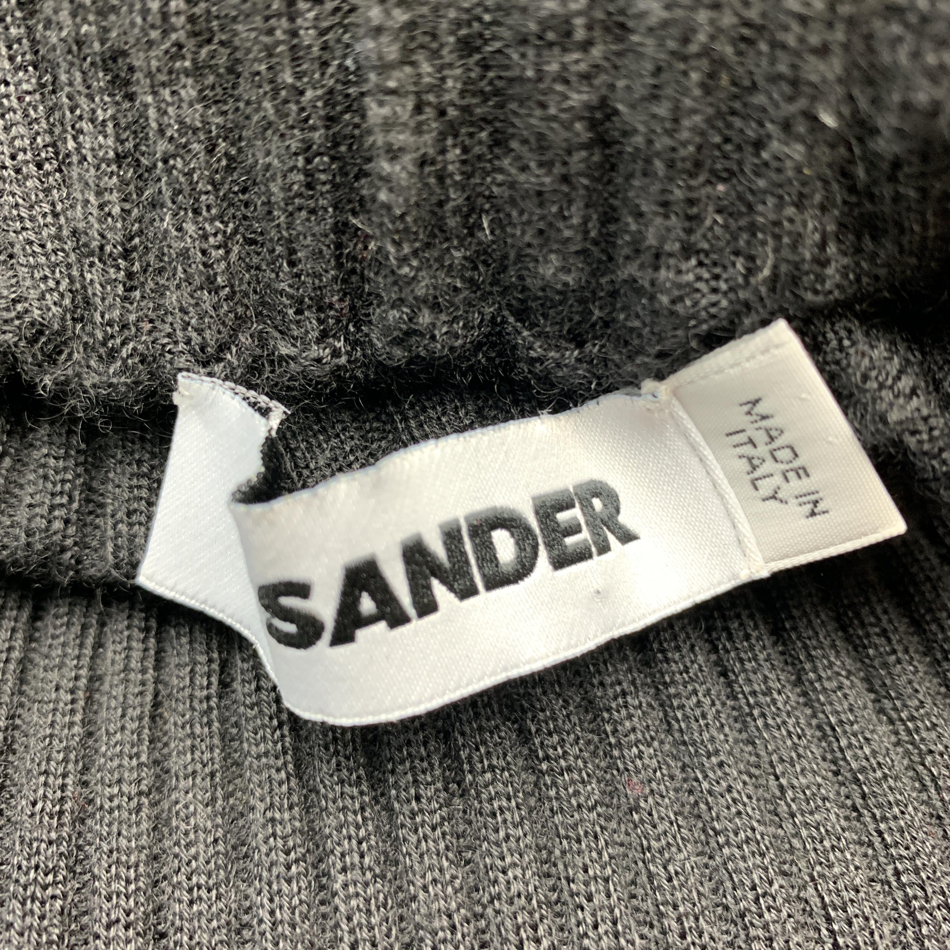 JIL SANDER Size 6 Black Cashmere / Silk Ribbed Turtleneck Sweater 1