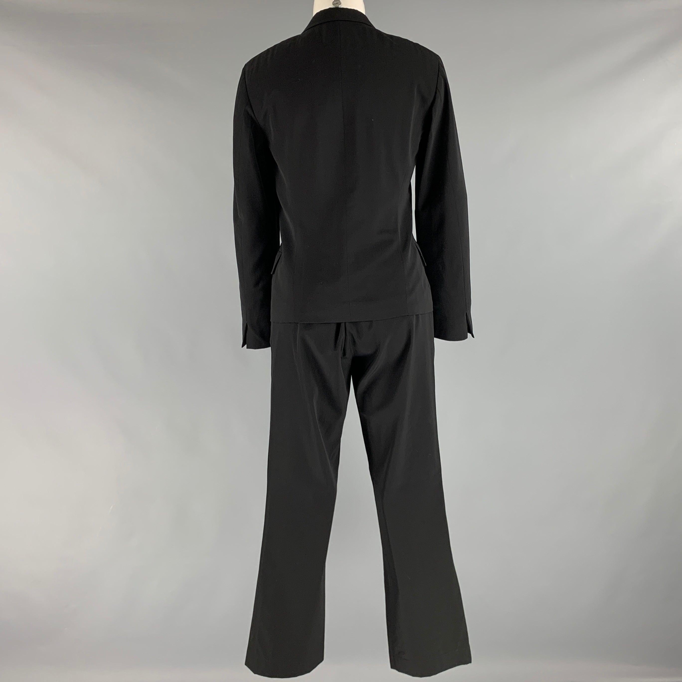 JIL SANDER Size 6 Black Silk Single Breasted Pants Suit In Excellent Condition For Sale In San Francisco, CA