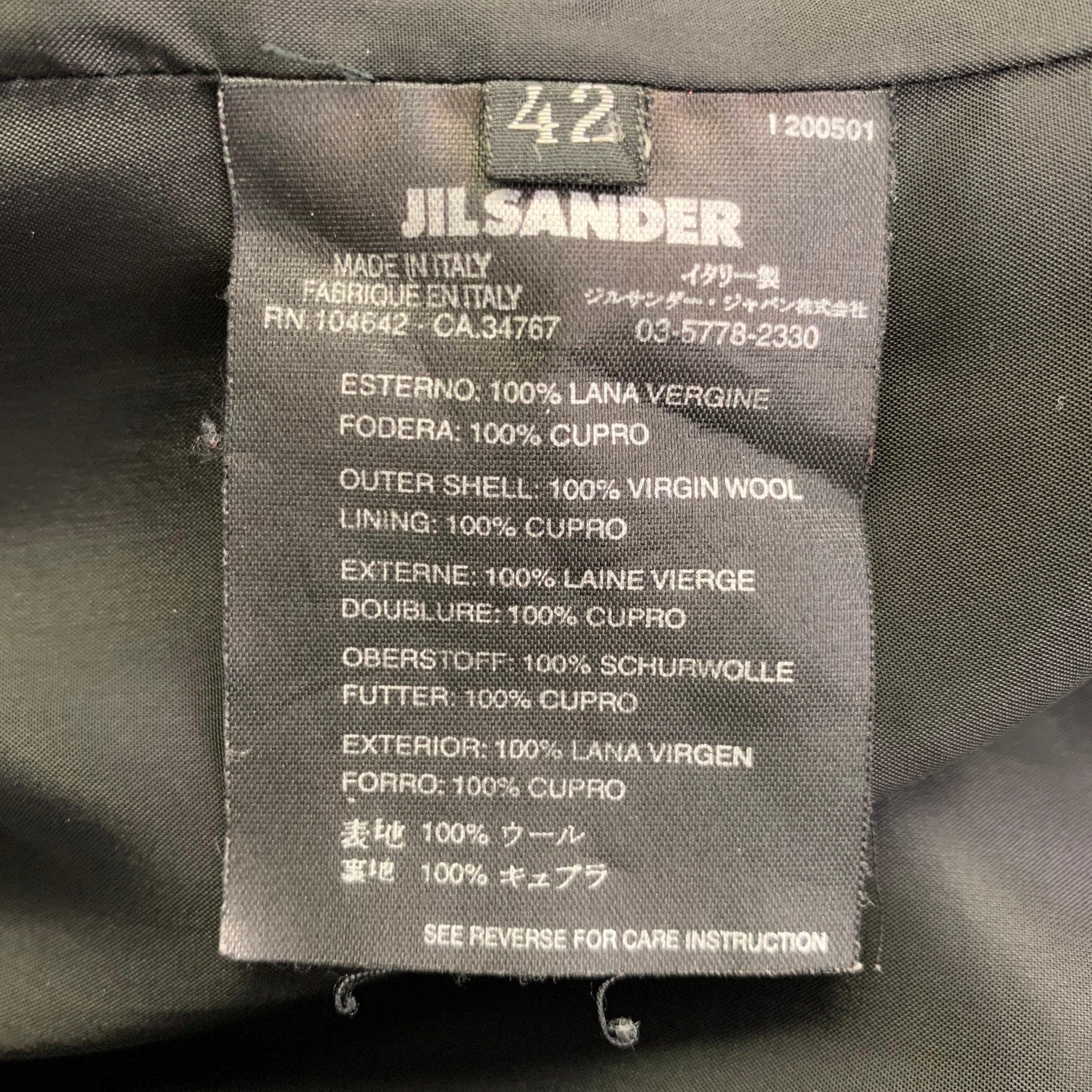 JIL SANDER Size 6 Black Virgin Wool Double Breasted Jacket 1