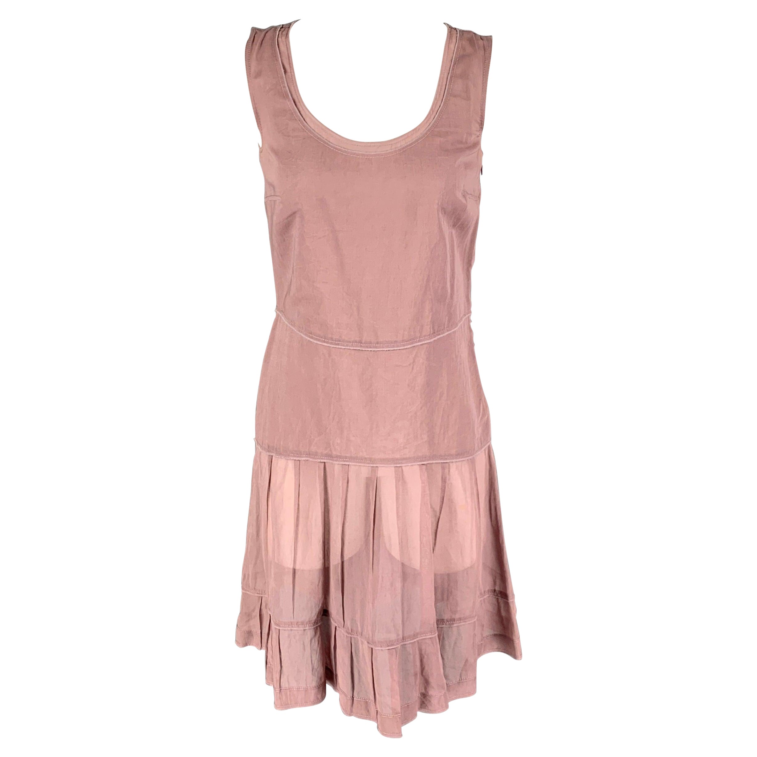 JIL SANDER Vestito senza maniche a pieghe in cotone rosa polvere taglia 6